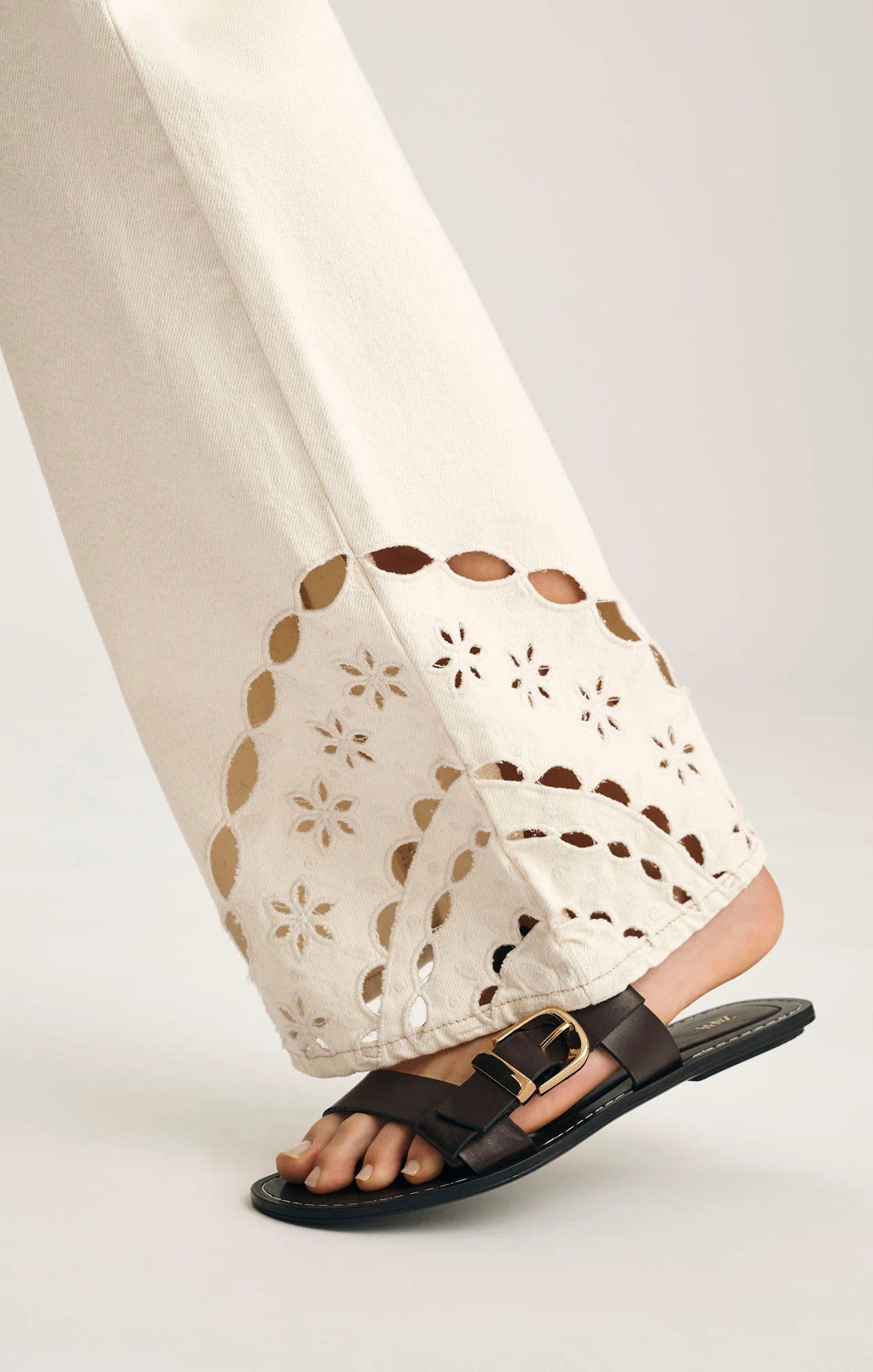 MALIBU WIDE LEG IN CREAM EMBROIDERED DENIM - Image 7