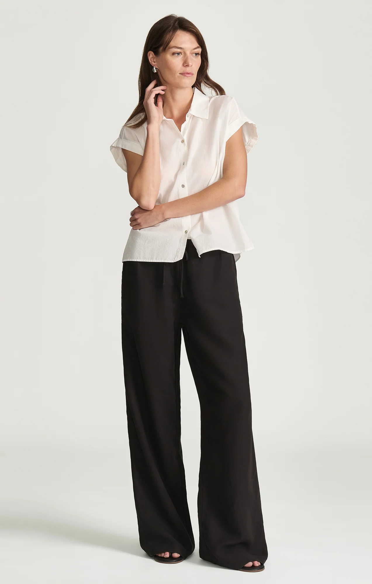 MARCELA WIDE LEG IN BLACK LINEN