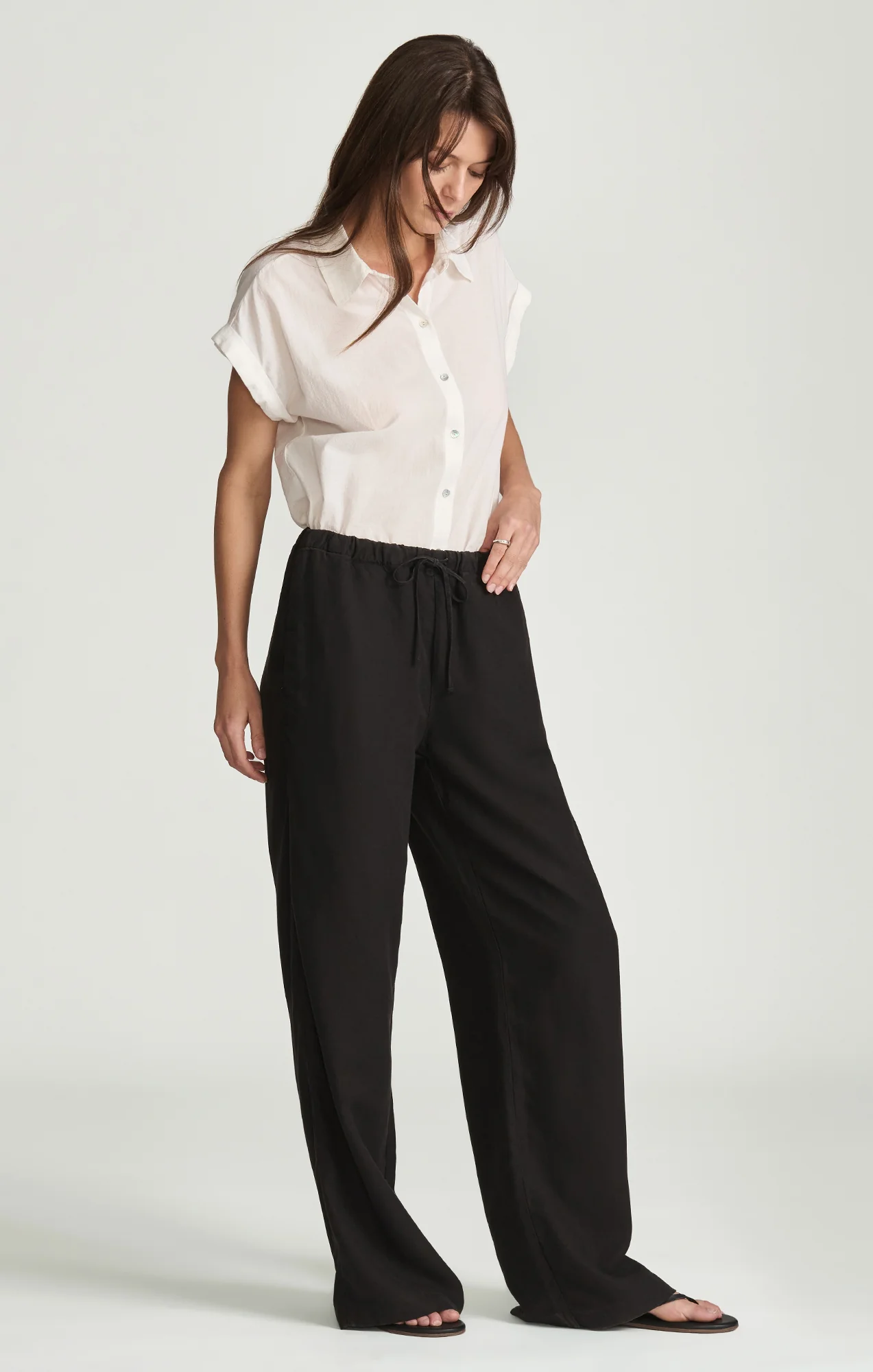 MARCELA WIDE LEG IN BLACK LINEN - Image 2