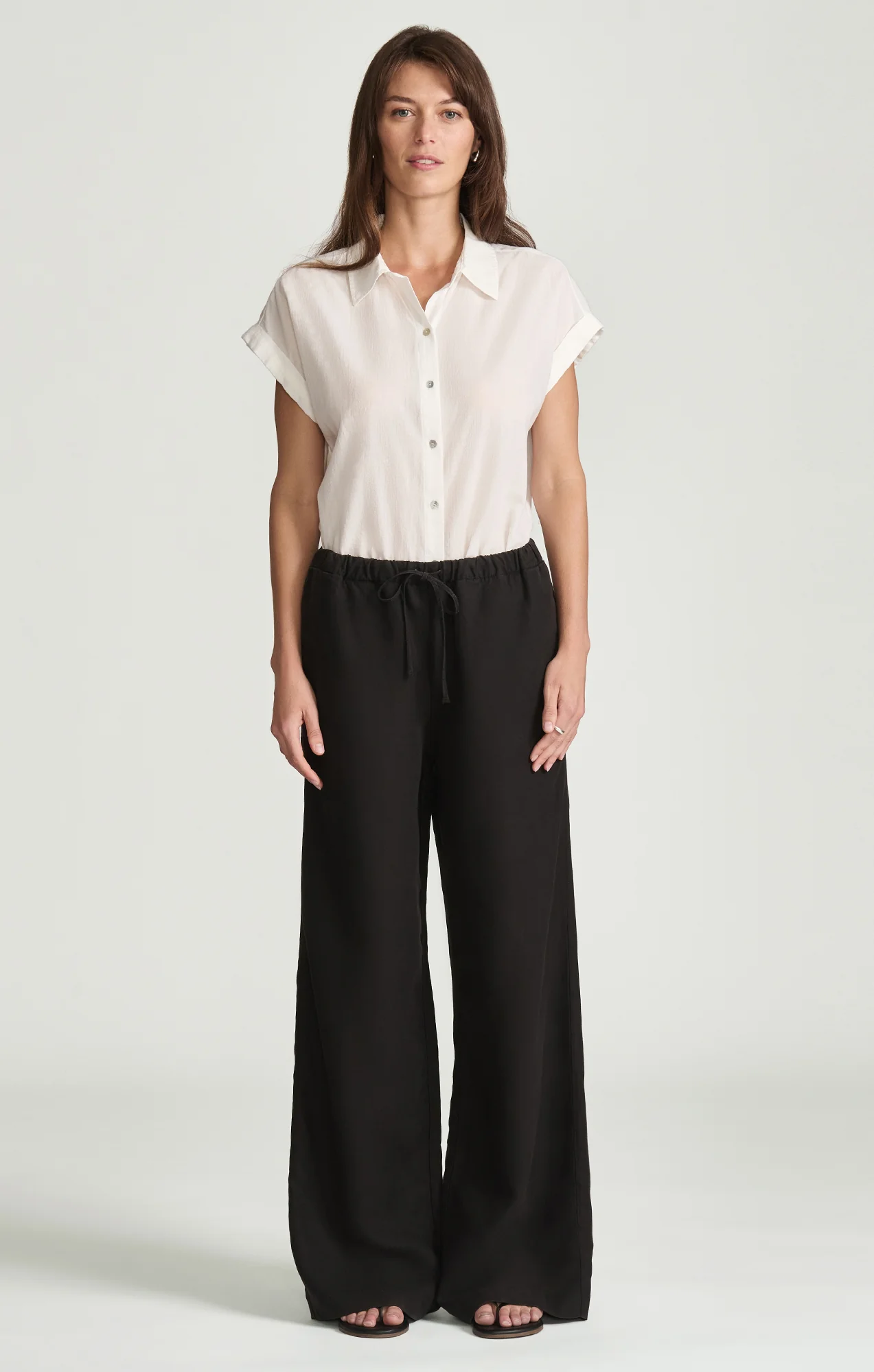 MARCELA WIDE LEG IN BLACK LINEN - Image 3