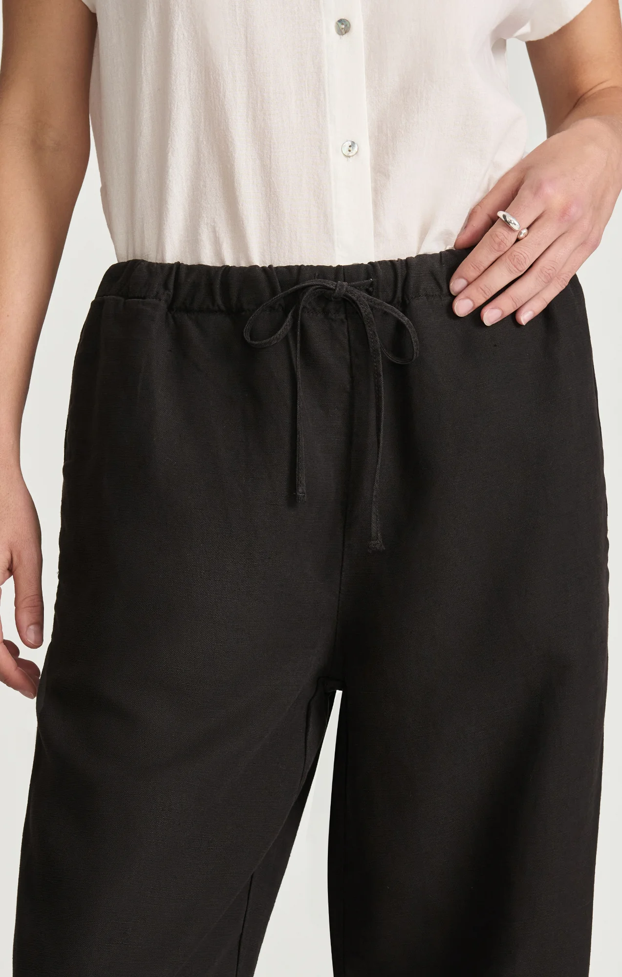 MARCELA WIDE LEG IN BLACK LINEN - Image 5