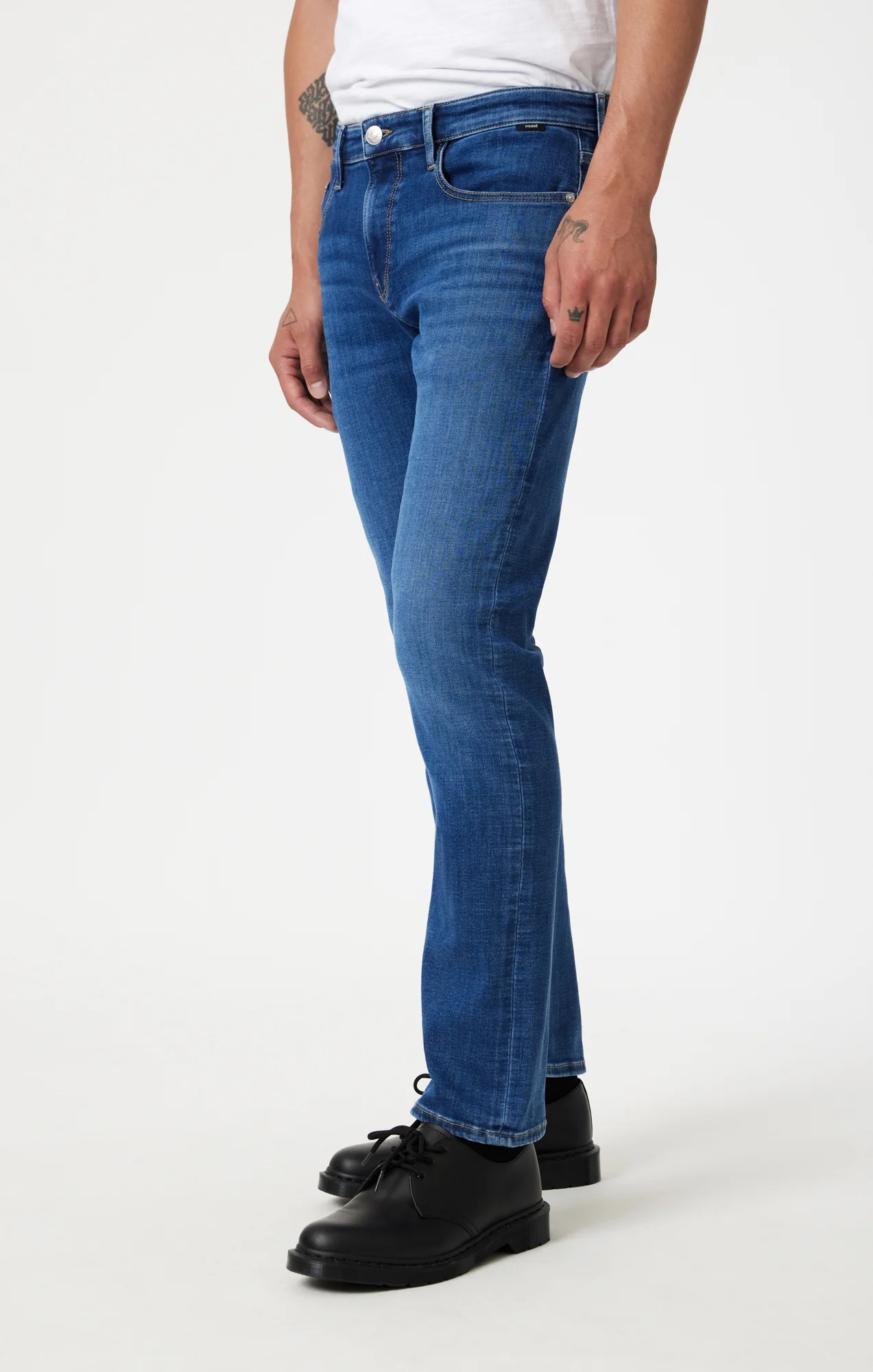 MARCUS SLIM STRAIGHT LEG IN DARK BRUSHED FEATHER BLUE - Image 4