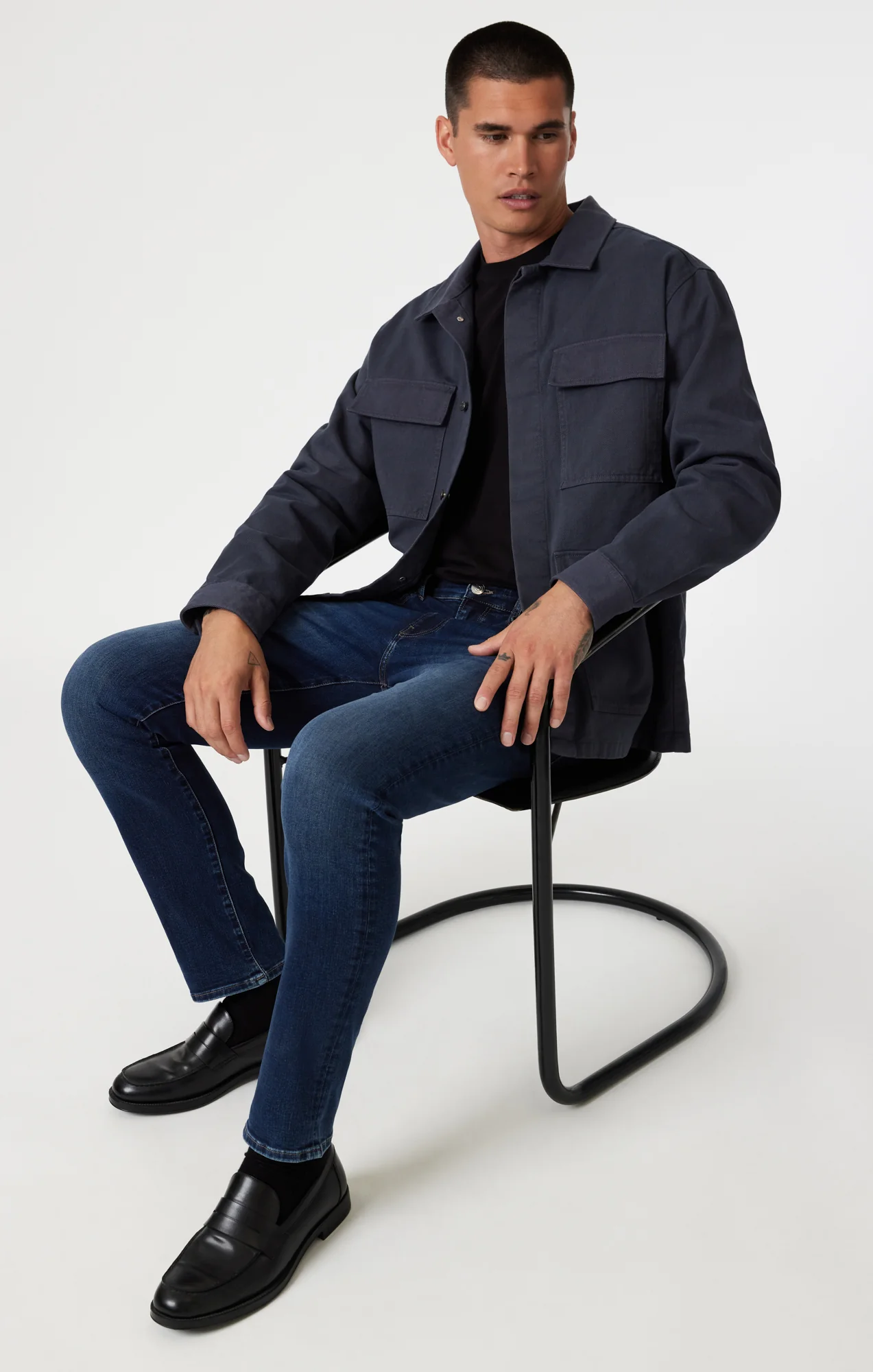 MARCUS SLIM STRAIGHT LEG IN DEEP BRUSHED FEATHER BLUE - Image 2