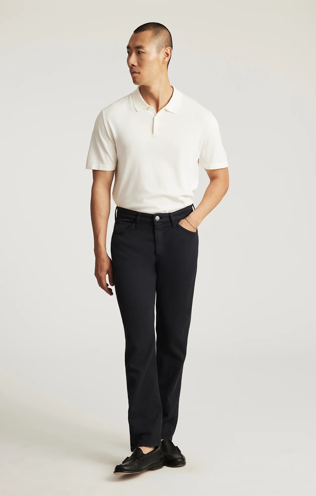MARCUS SLIM STRAIGHT LEG IN NAVY HERRINGBONE