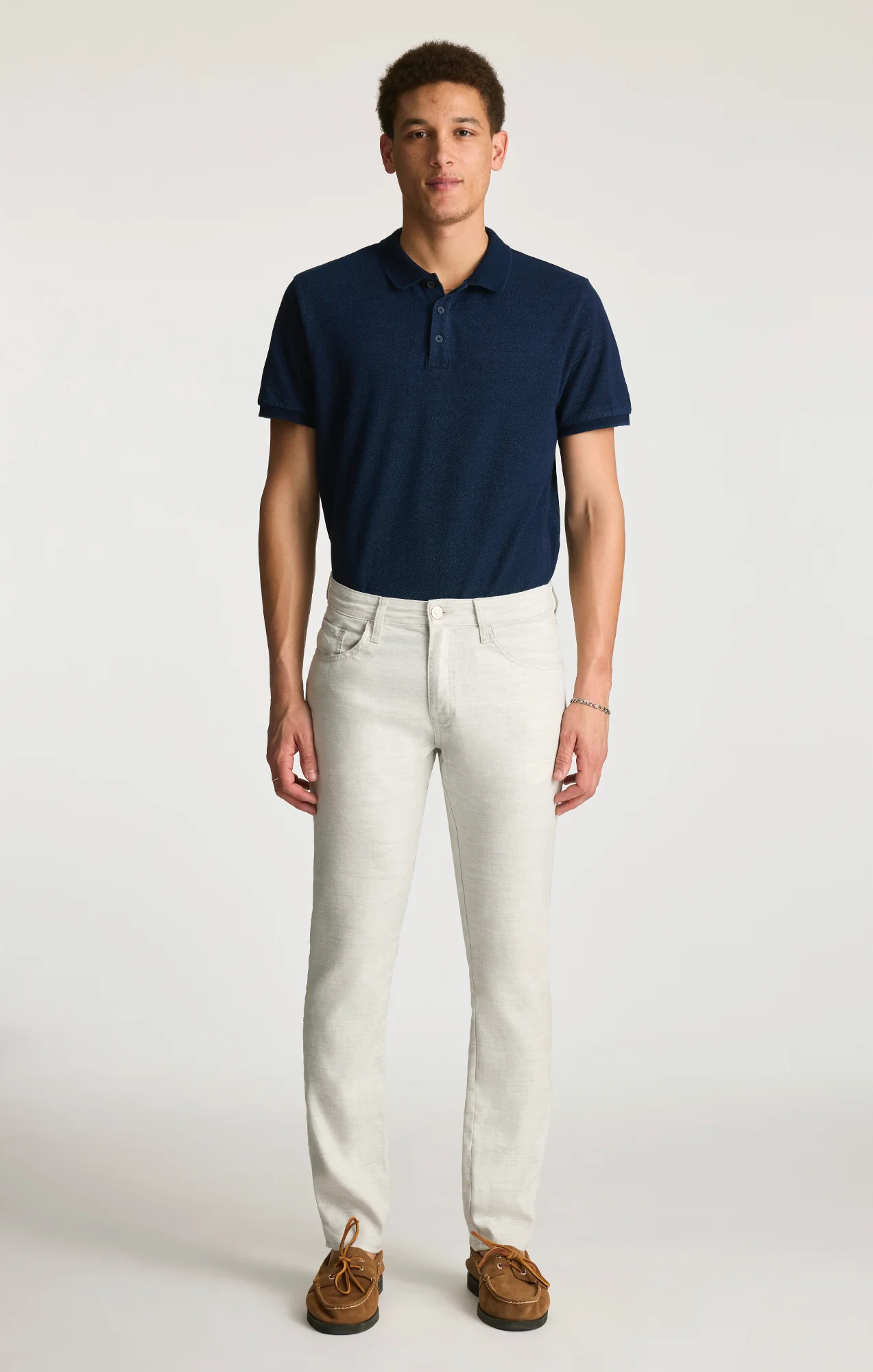 MARCUS SLIM STRAIGHT LEG IN NUDE LINEN - Image 3