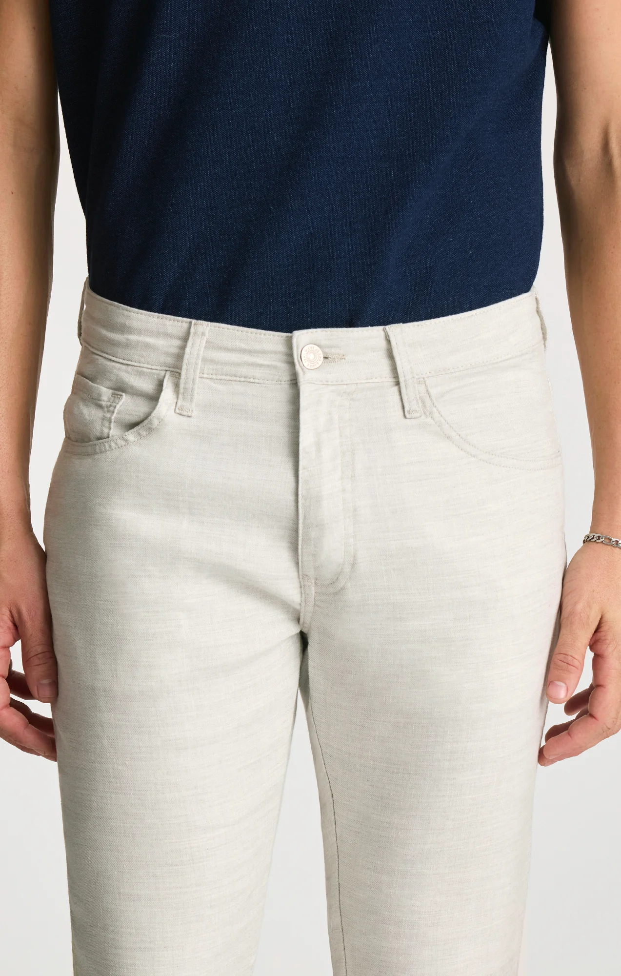 MARCUS SLIM STRAIGHT LEG IN NUDE LINEN - Image 5