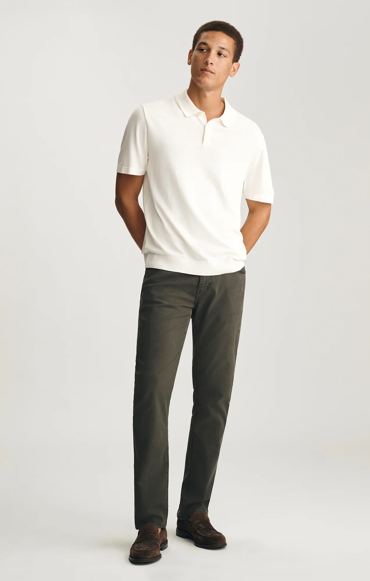 MARCUS SLIM STRAIGHT LEG IN PEAT LUXE TWILL