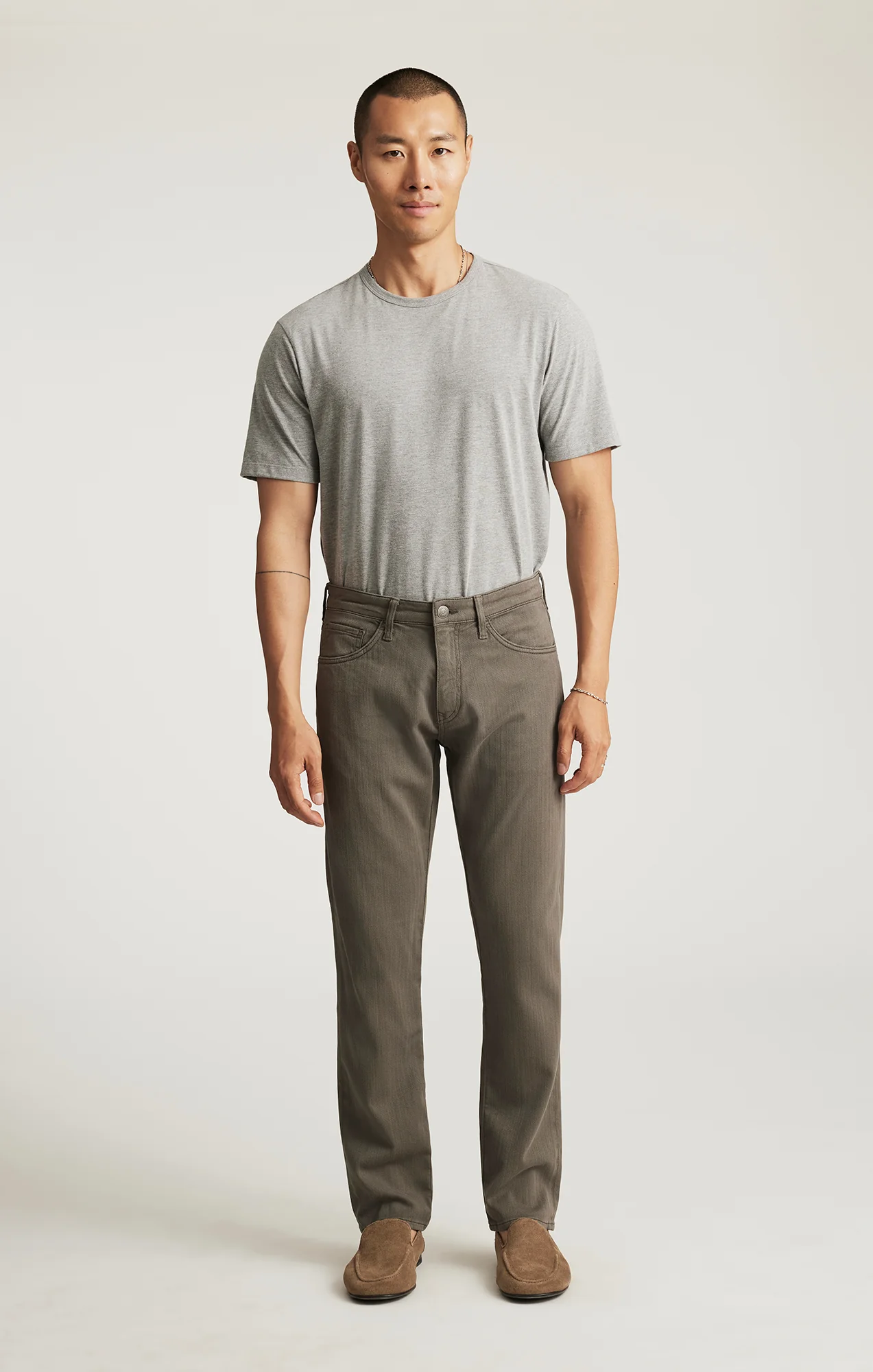 MARCUS SLIM STRAIGHT LEG IN SAGE HERRINGBONE - Image 3