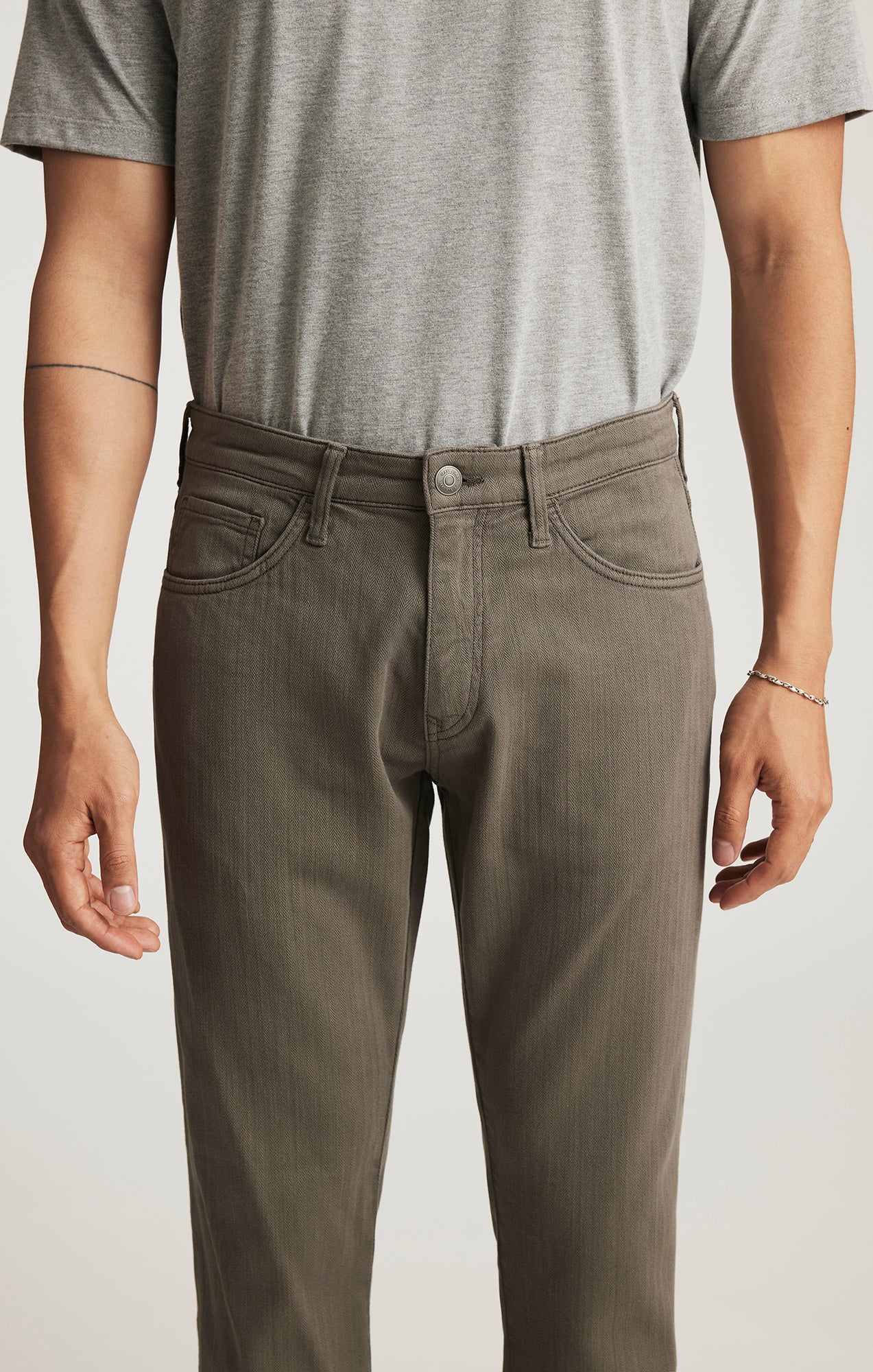 MARCUS SLIM STRAIGHT LEG IN SAGE HERRINGBONE - Image 5