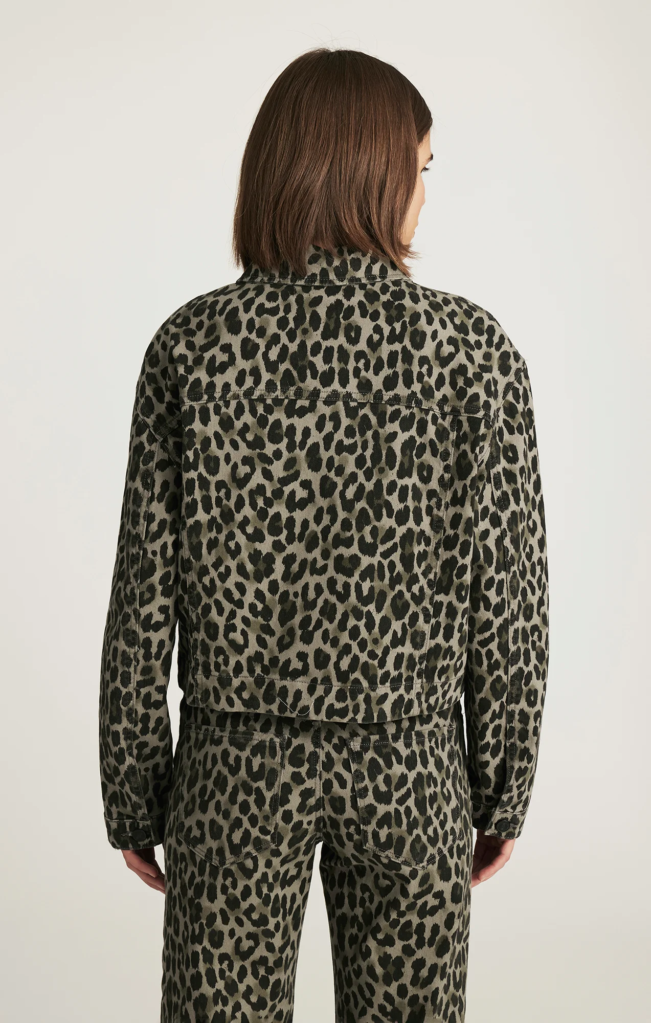 MAREN CROP JACKET IN GREEN LEO DENIM - Image 2