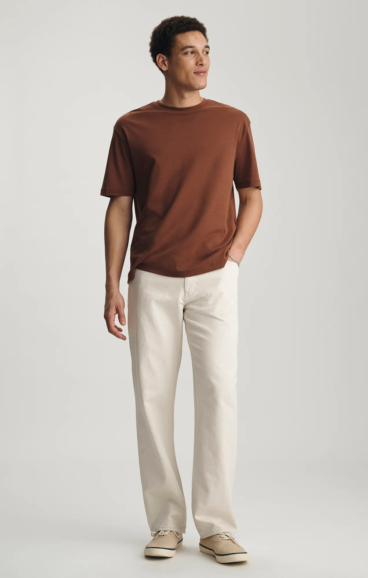 MARLON MODERN STRAIGHT LEG JEANS IN ECRU LINEN DENIM
