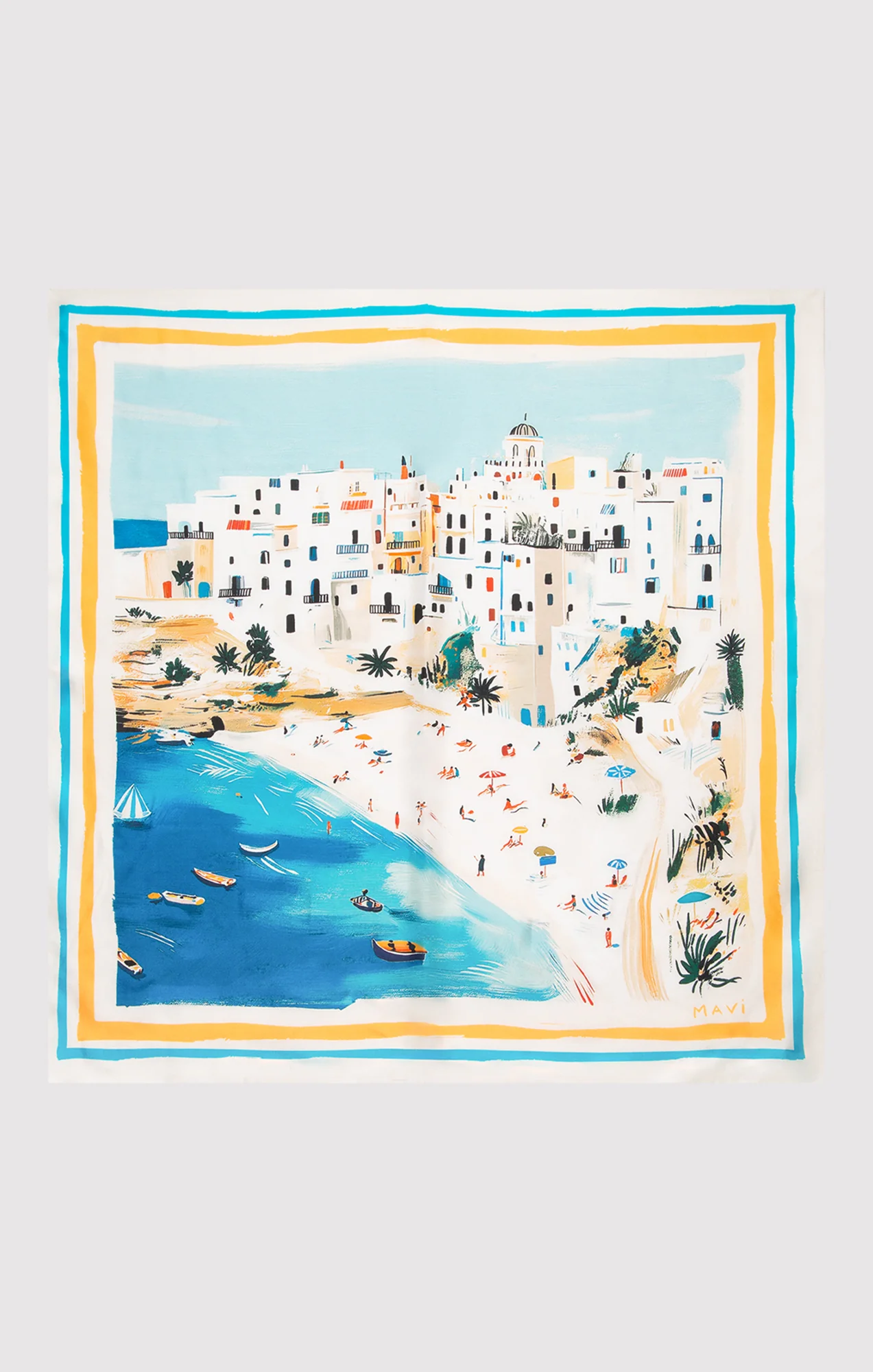 MEDIUM SILK COASTAL BANDANA IN TURQUOISE