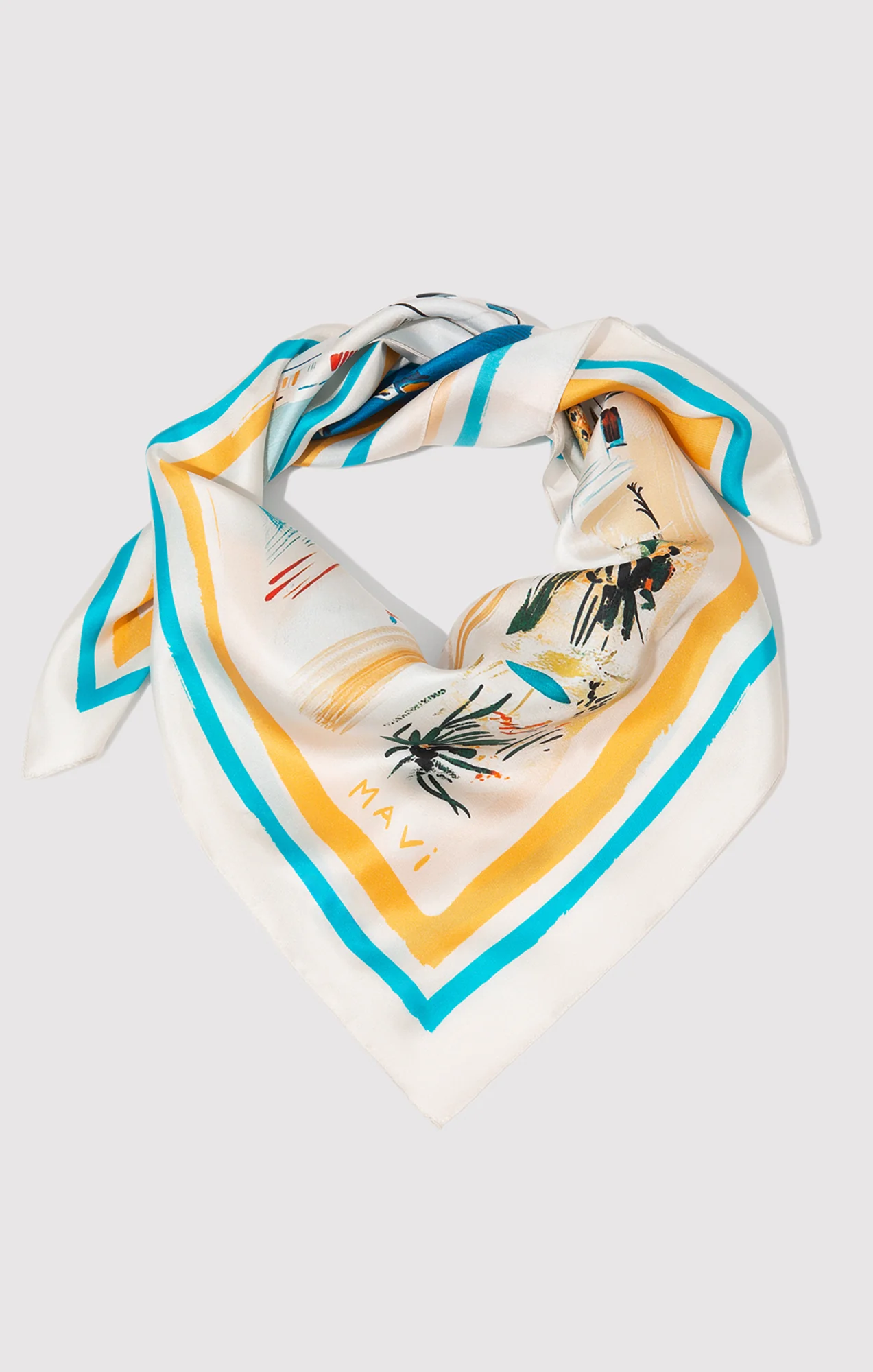MEDIUM SILK COASTAL BANDANA IN TURQUOISE - Image 3