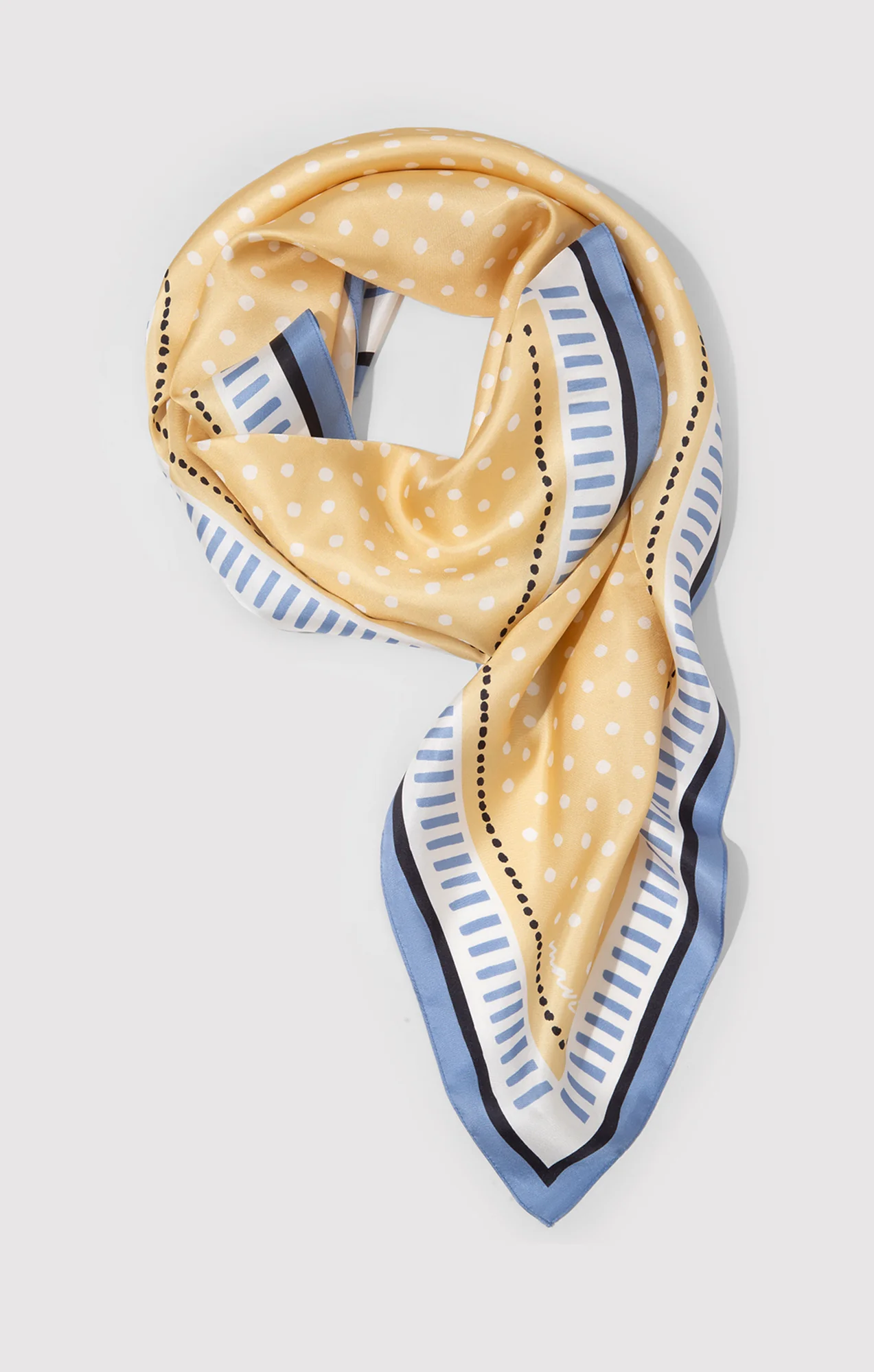 MEDIUM SILK POLKA DOT BANDANA IN PALE BANANA - Image 3