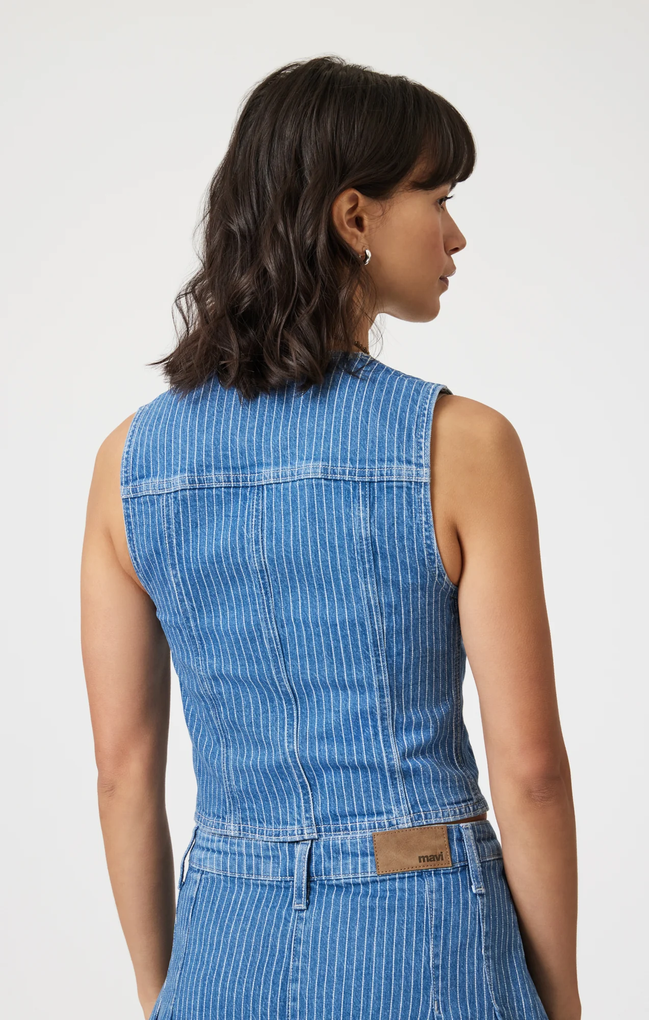 MERLIN VEST IN BLUE STRIPE DENIM - Image 2