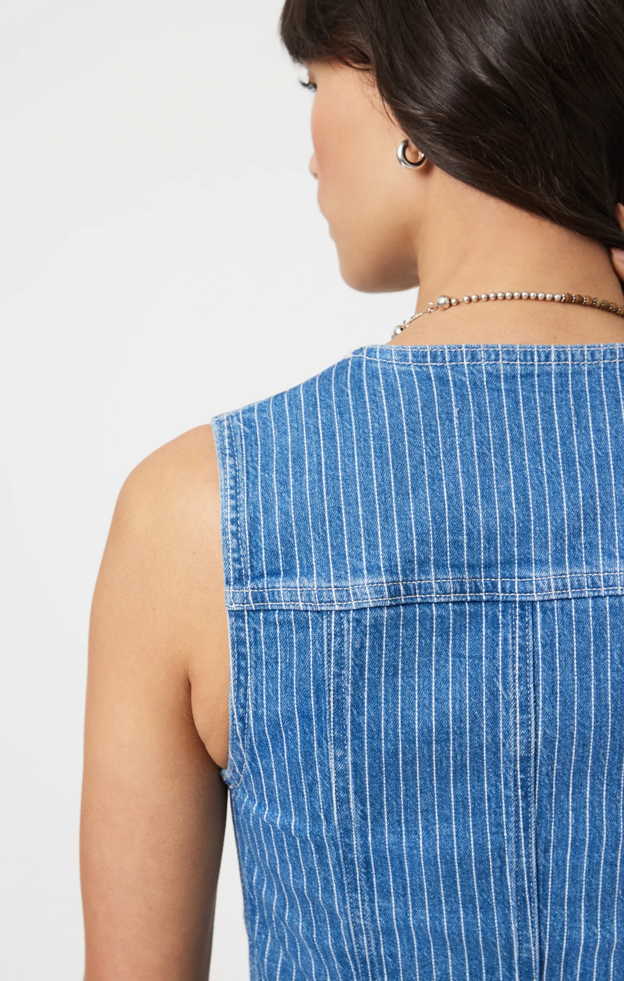 MERLIN VEST IN BLUE STRIPE DENIM - Image 4