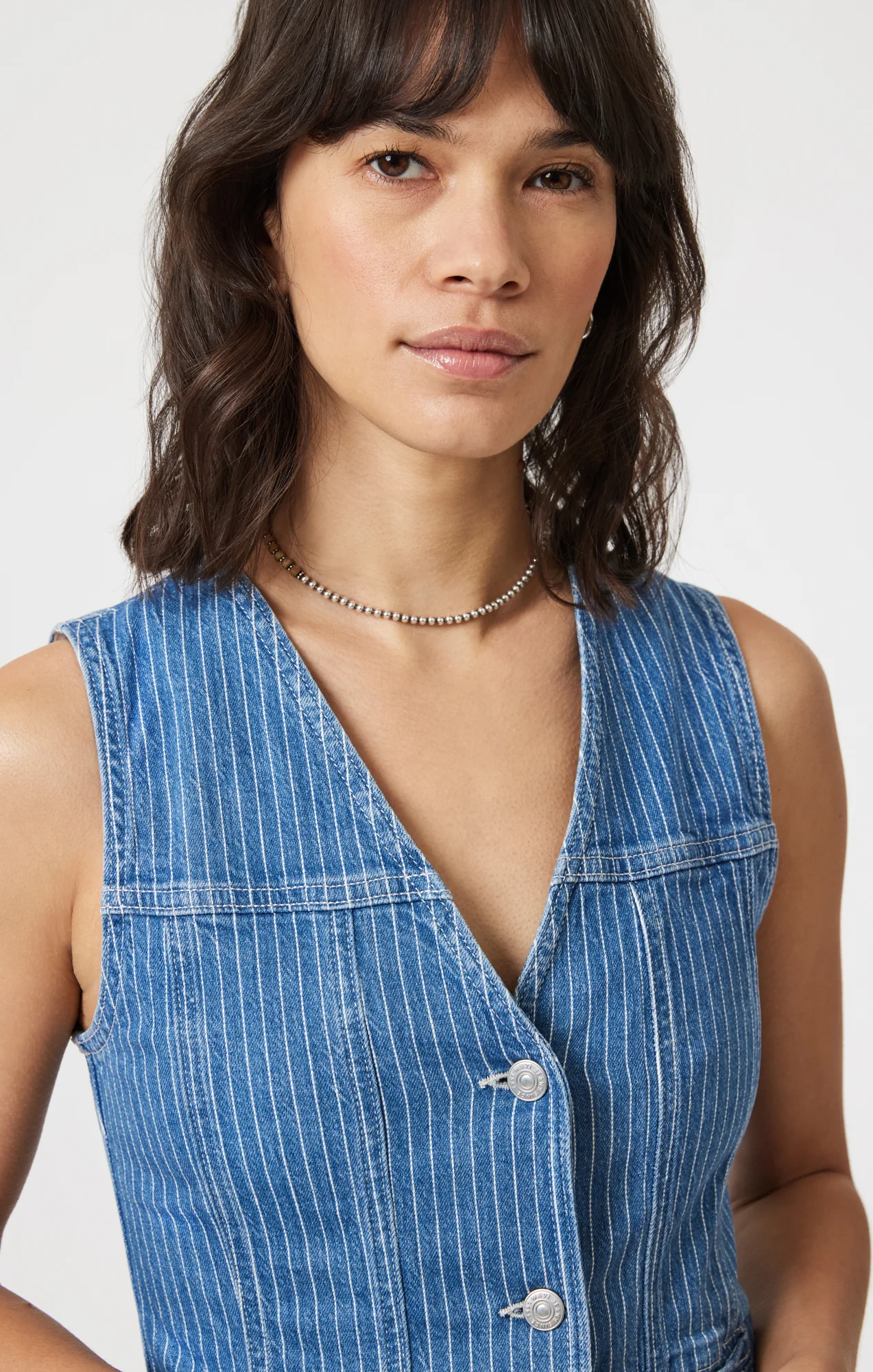 MERLIN VEST IN BLUE STRIPE DENIM - Image 5