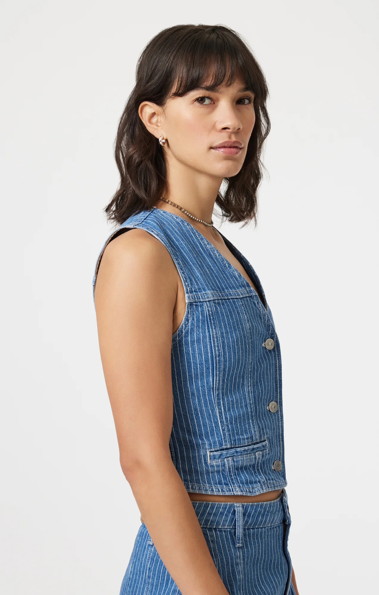 MERLIN VEST IN BLUE STRIPE DENIM - Image 7