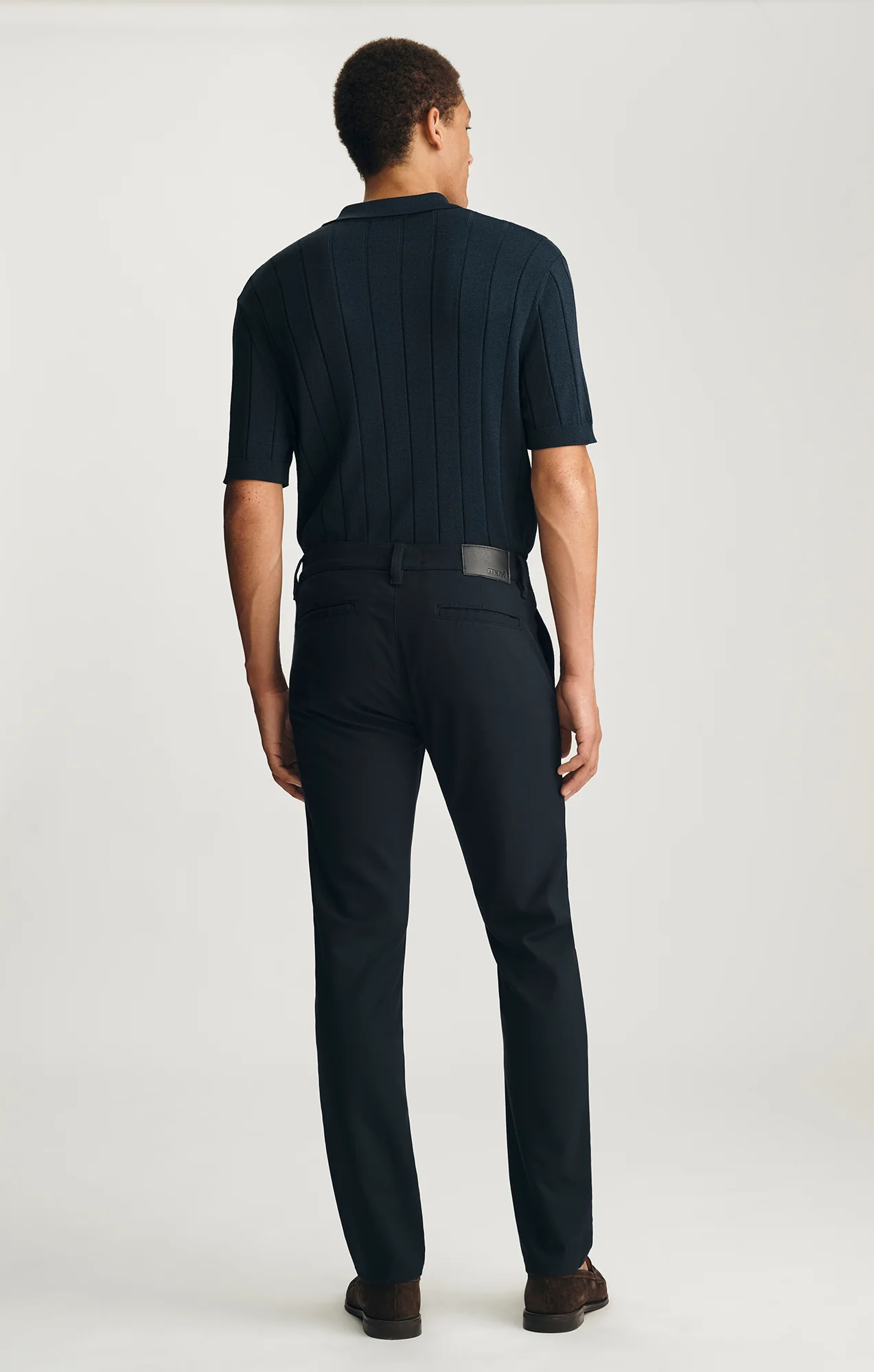 MILTON SLIM STRAIGHT CHINO IN NAVY FEATHER TWEED - Image 2