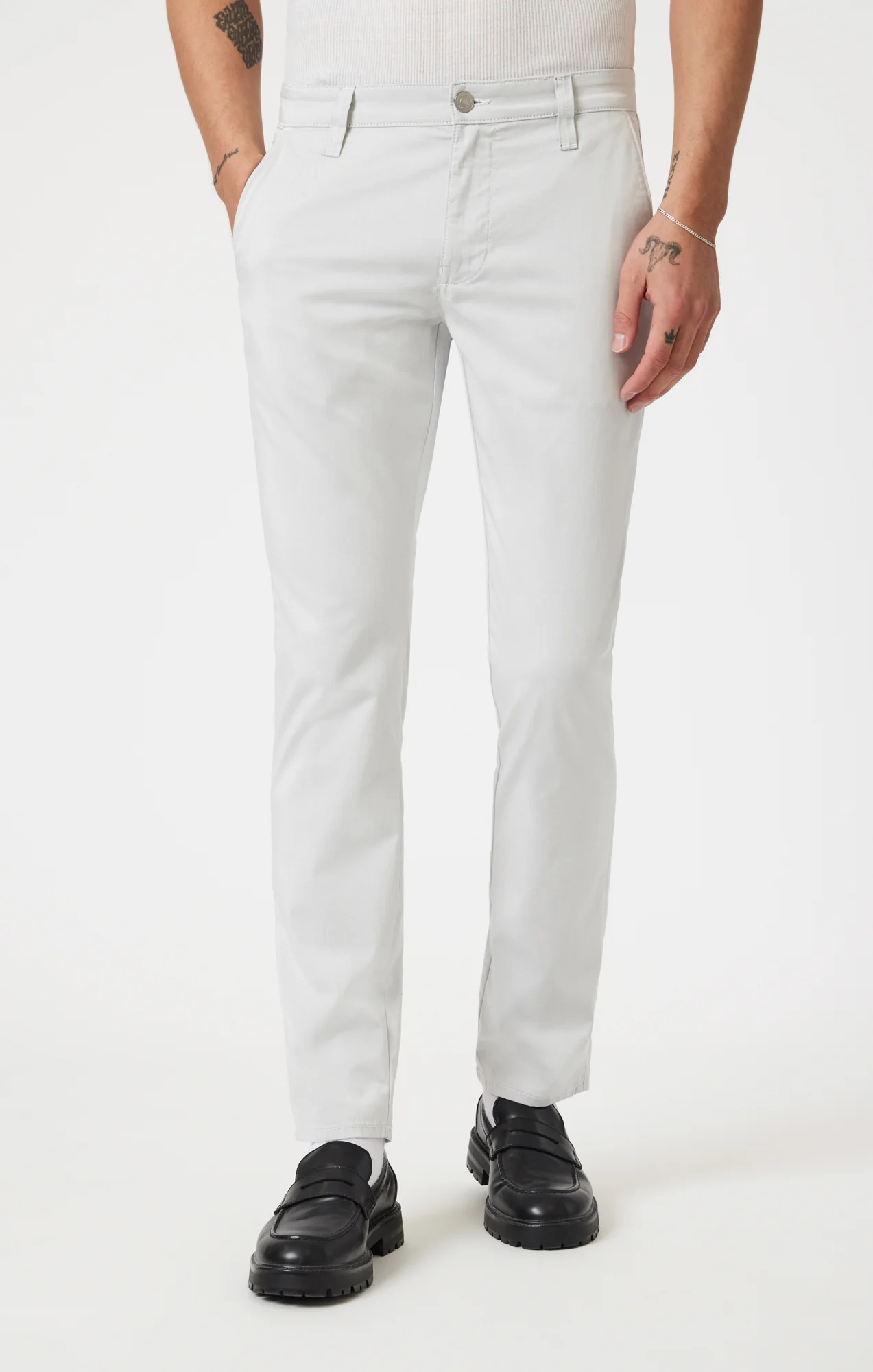 MILTON SLIM STRAIGHT CHINO PANTS IN STONE CITY SMART - Image 3
