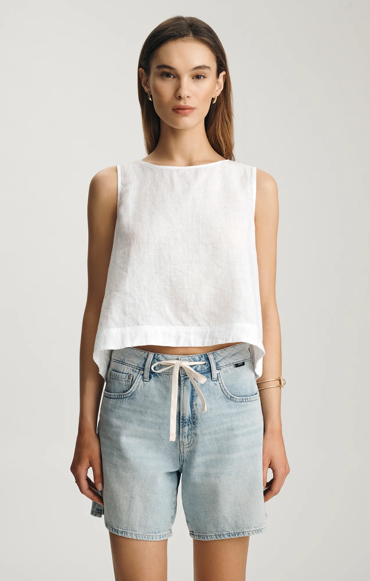 NELLA RELAXED SHORTS IN BLEACHED LINEN DENIM - Image 3