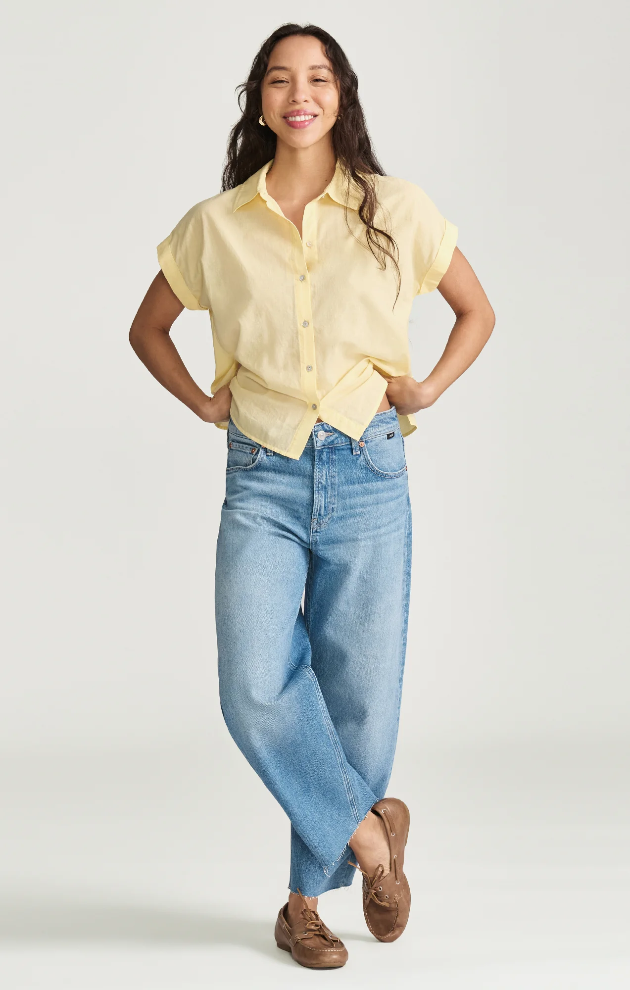 NICA CROPPED BARREL IN LIGHT BRUSHED CLASSIC BLUE