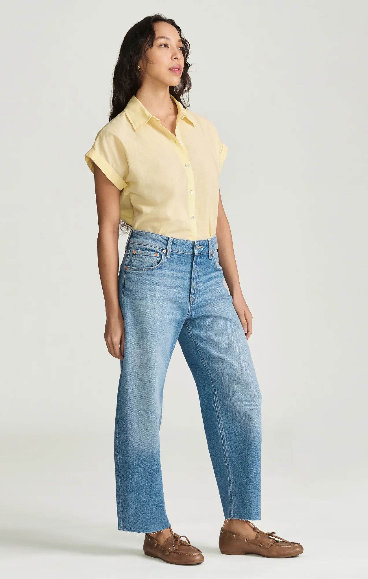 NICA CROPPED BARREL IN LIGHT BRUSHED CLASSIC BLUE - Image 2