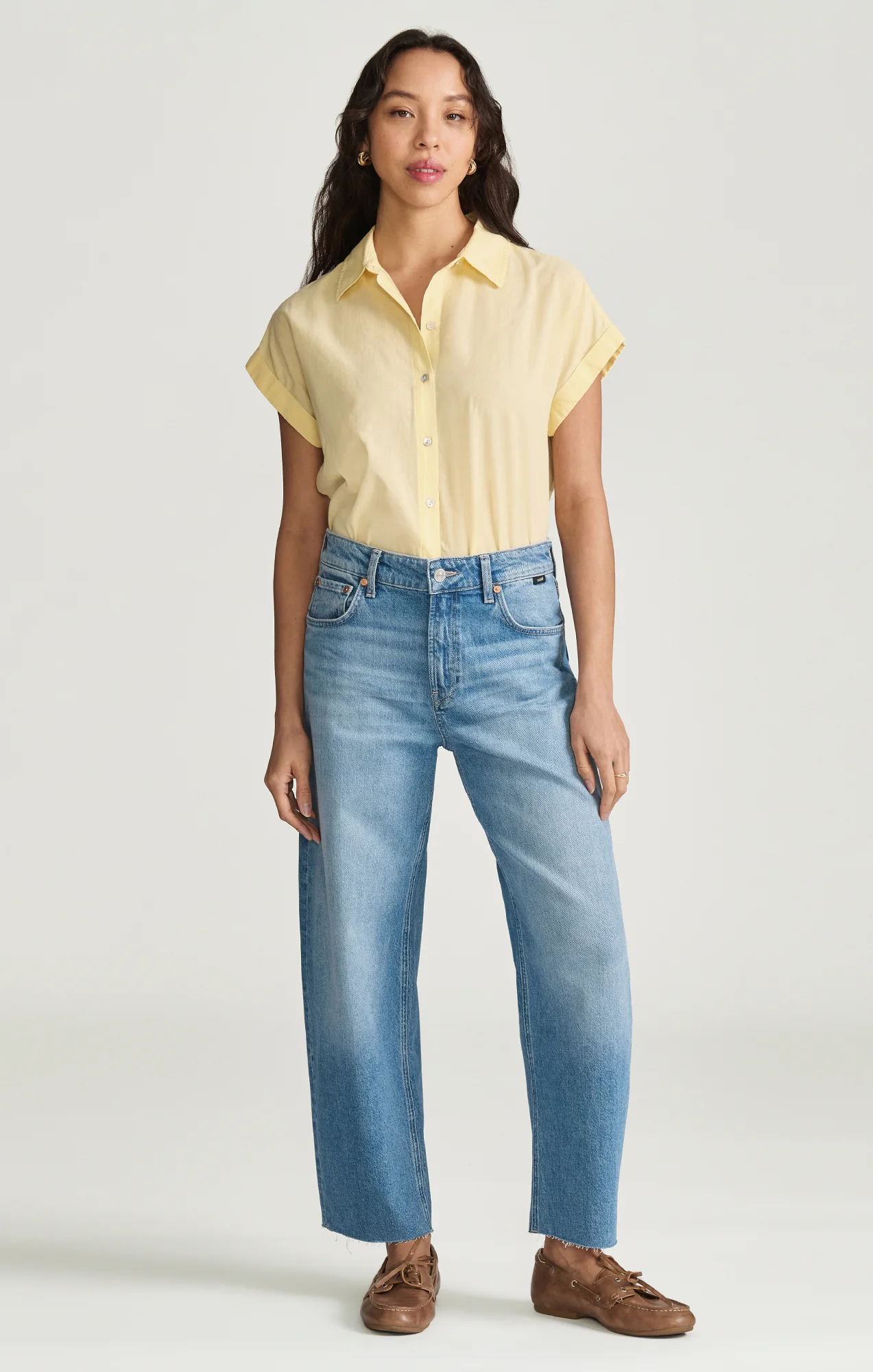 NICA CROPPED BARREL IN LIGHT BRUSHED CLASSIC BLUE - Image 3