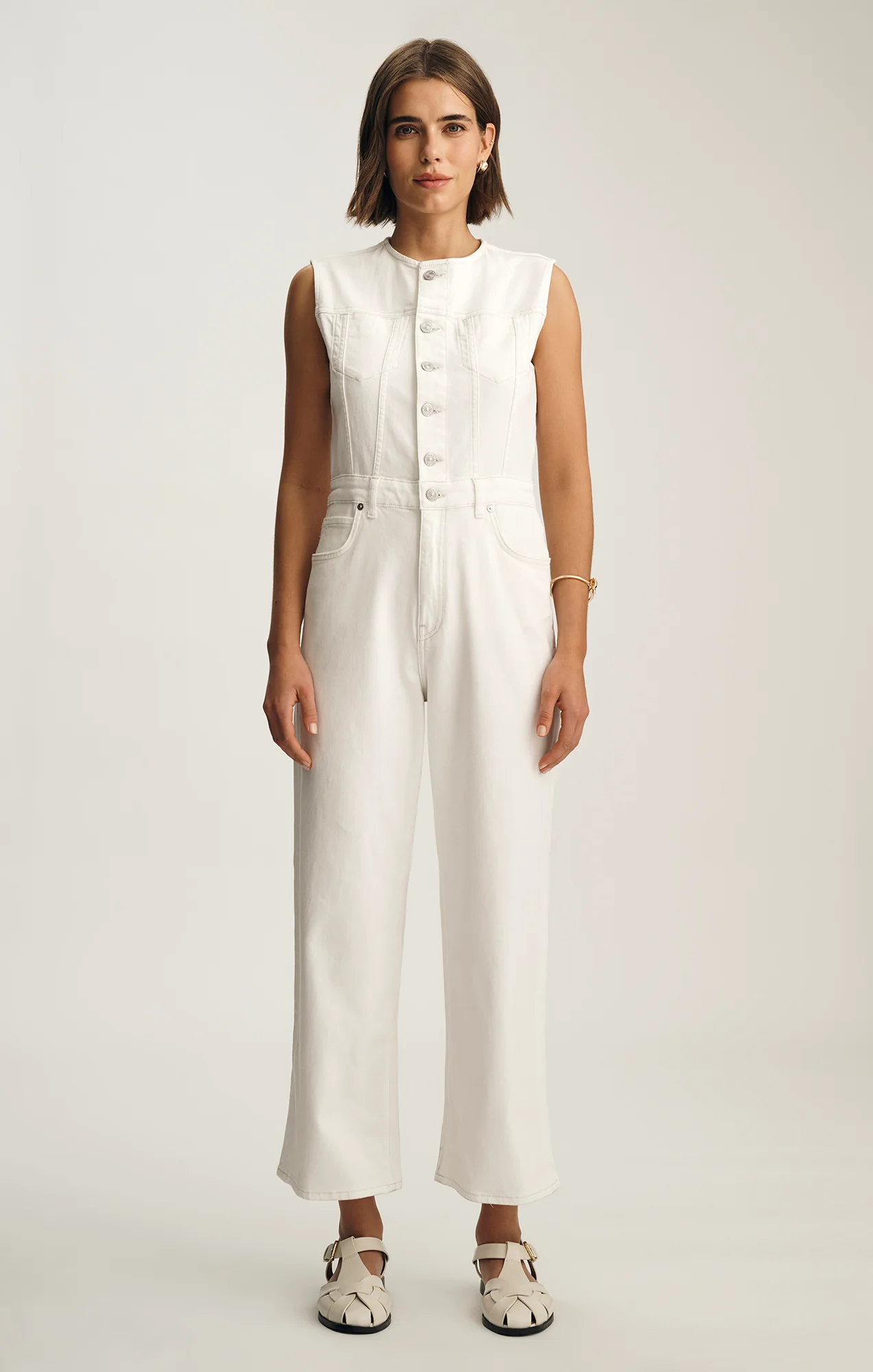 NILLY DENIM JUMPSUIT IN OFF WHITE DENIM - Image 3