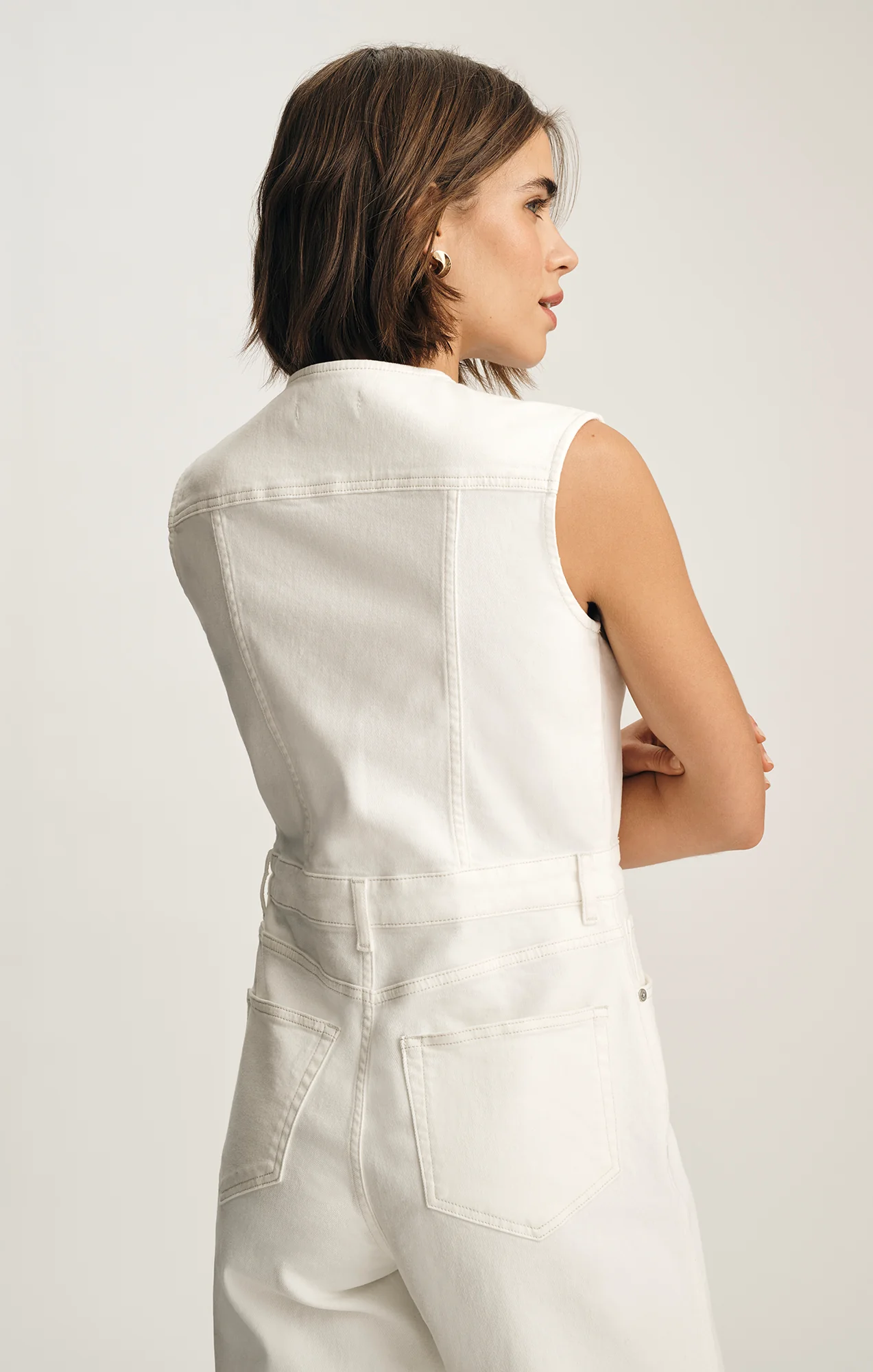 NILLY DENIM JUMPSUIT IN OFF WHITE DENIM - Image 6
