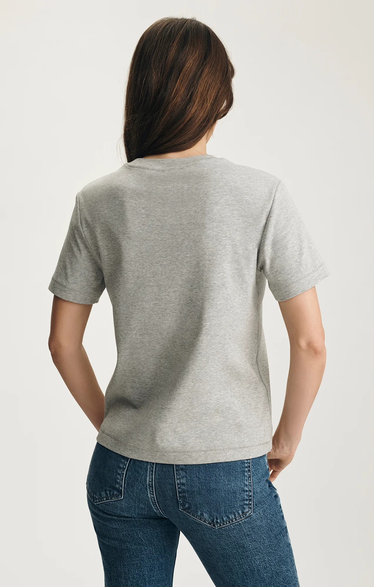 NINA CREW NECK T-SHIRT IN GREY MELANGE - Image 2