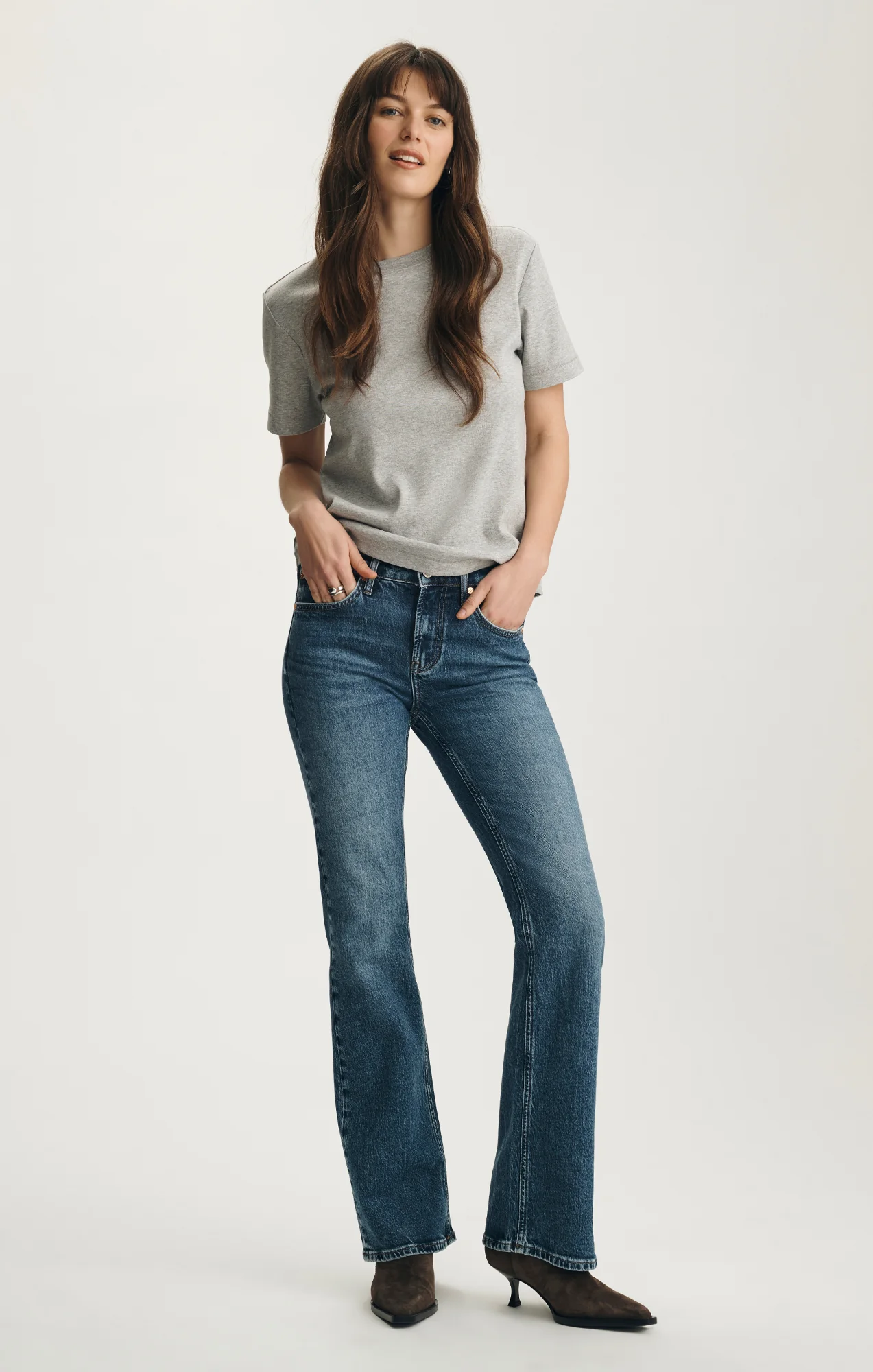 NINA CREW NECK T-SHIRT IN GREY MELANGE - Image 4