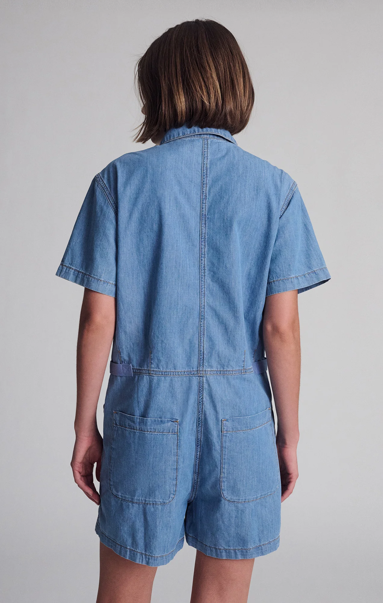 NOREEN DENIM ROMPER IN MID VINTAGE LIGHT DENIM - Image 4