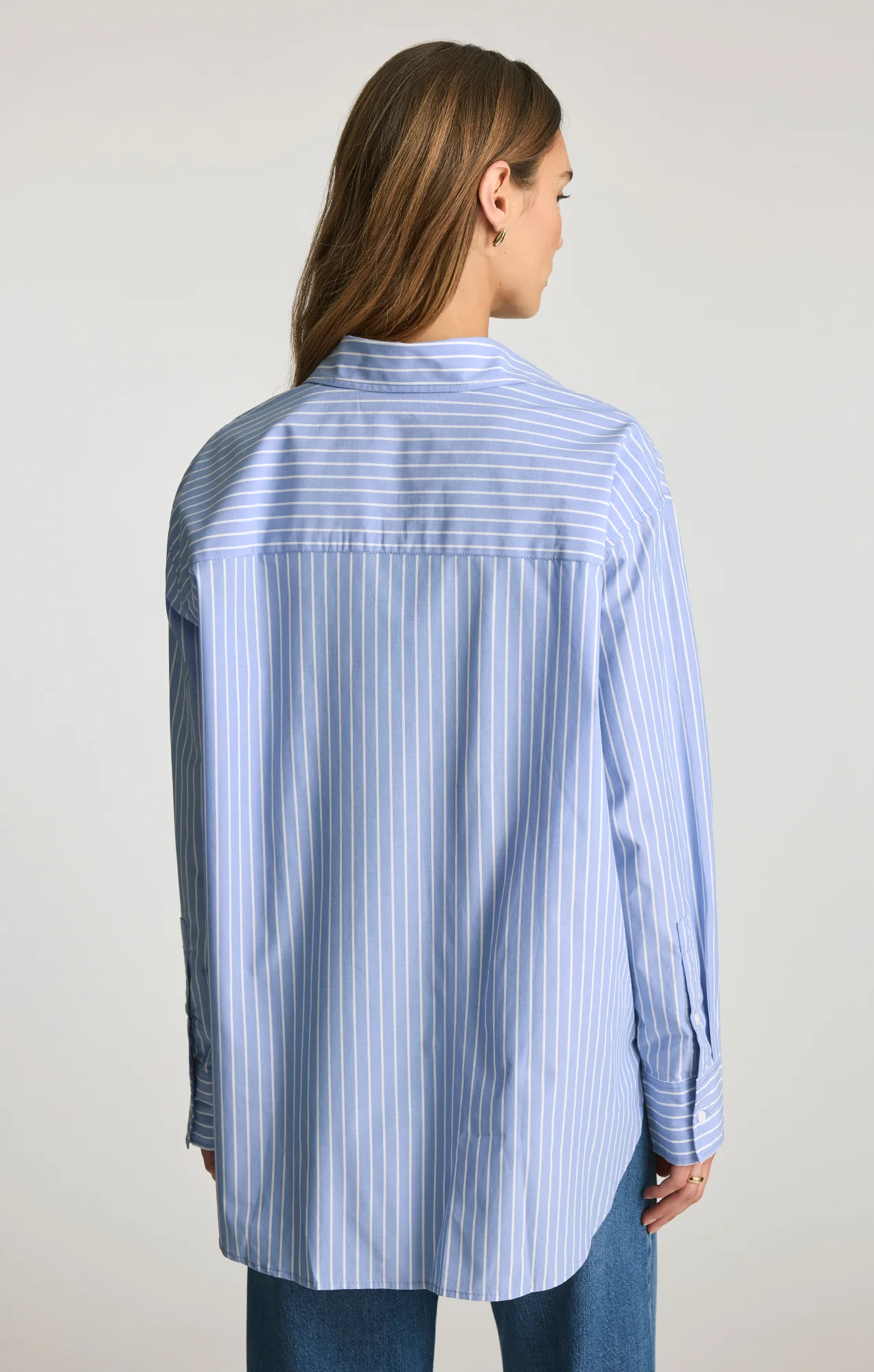 OVERSIZED BUTTON-UP SHIRT IN NAVY STRIPE - Image 2
