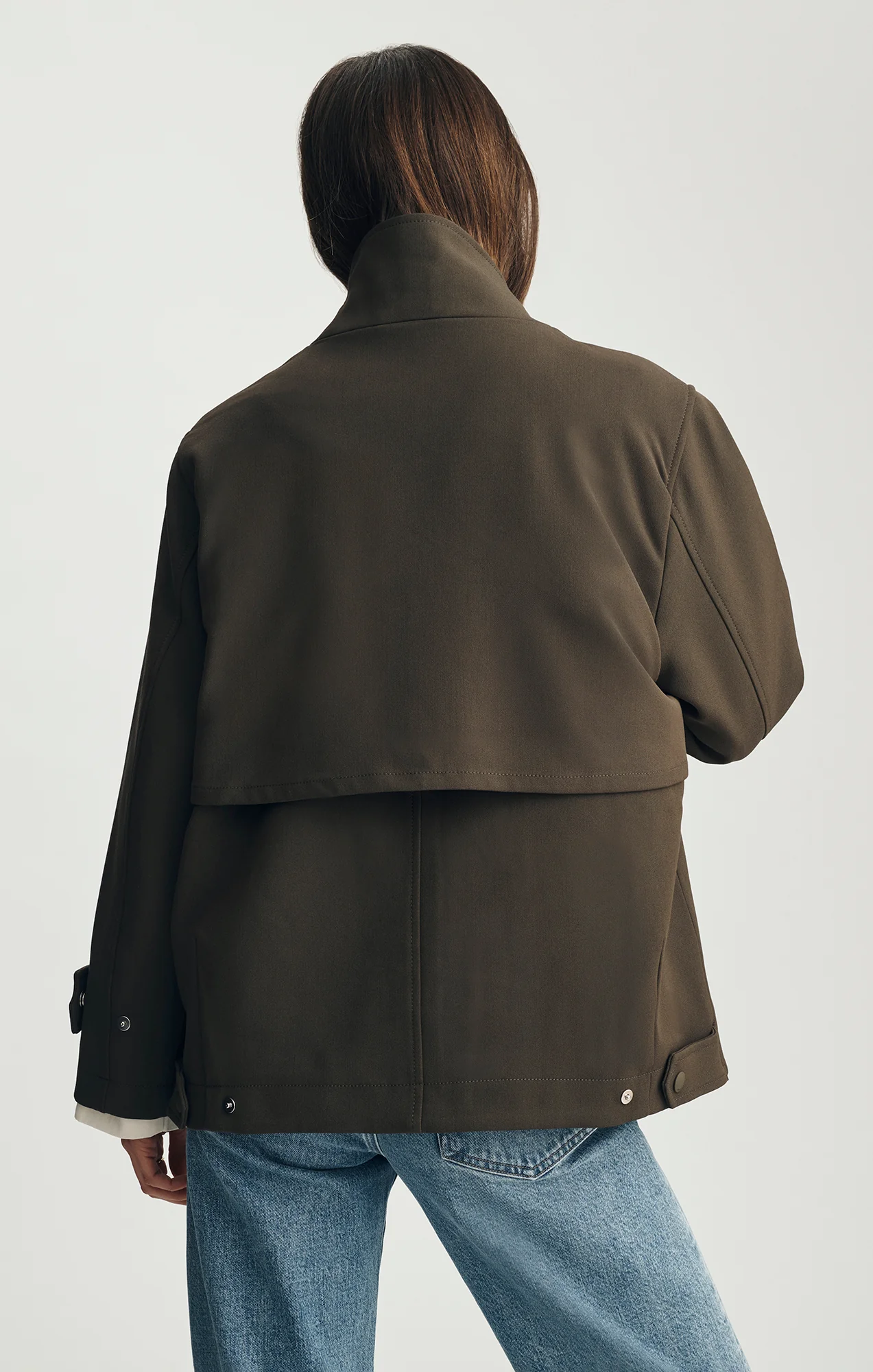 OVERSIZED FUNNEL NECK JACKET IN OLIVE NIGHT - Image 3