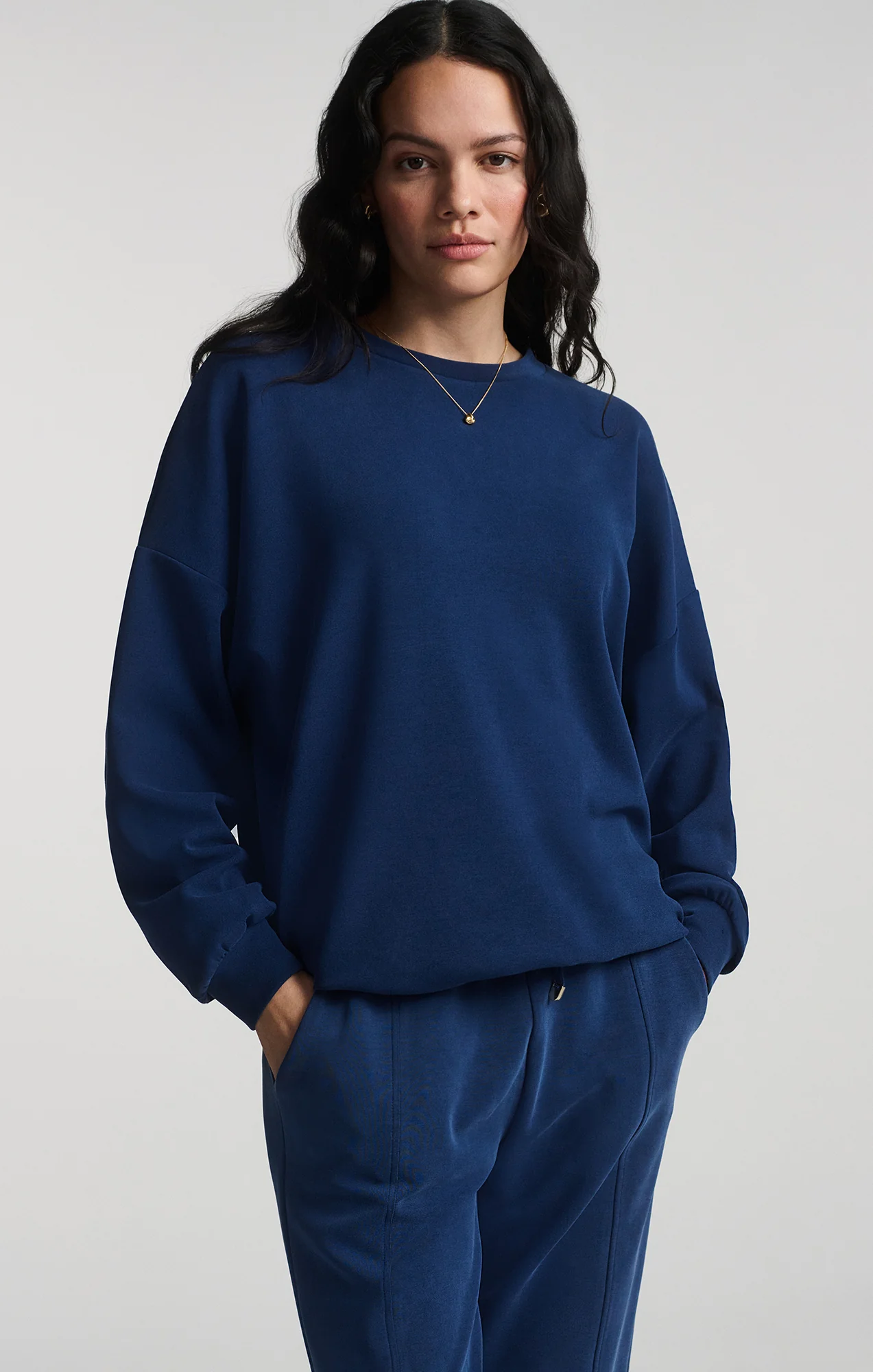 LUXE TOUCH TENCEL™ SWEATSHIRT IN MEDIEVAL BLUE