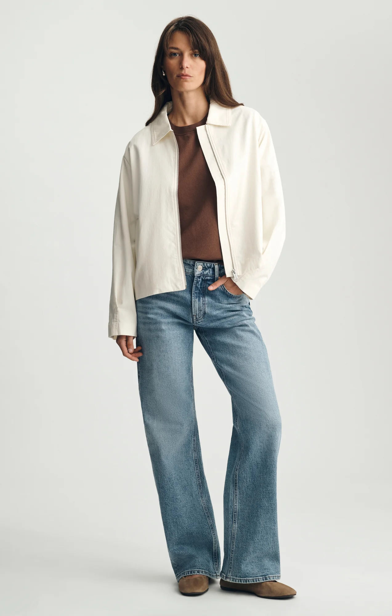 OVERSIZED ZIP JACKET IN VANILLA ICE - Image 2