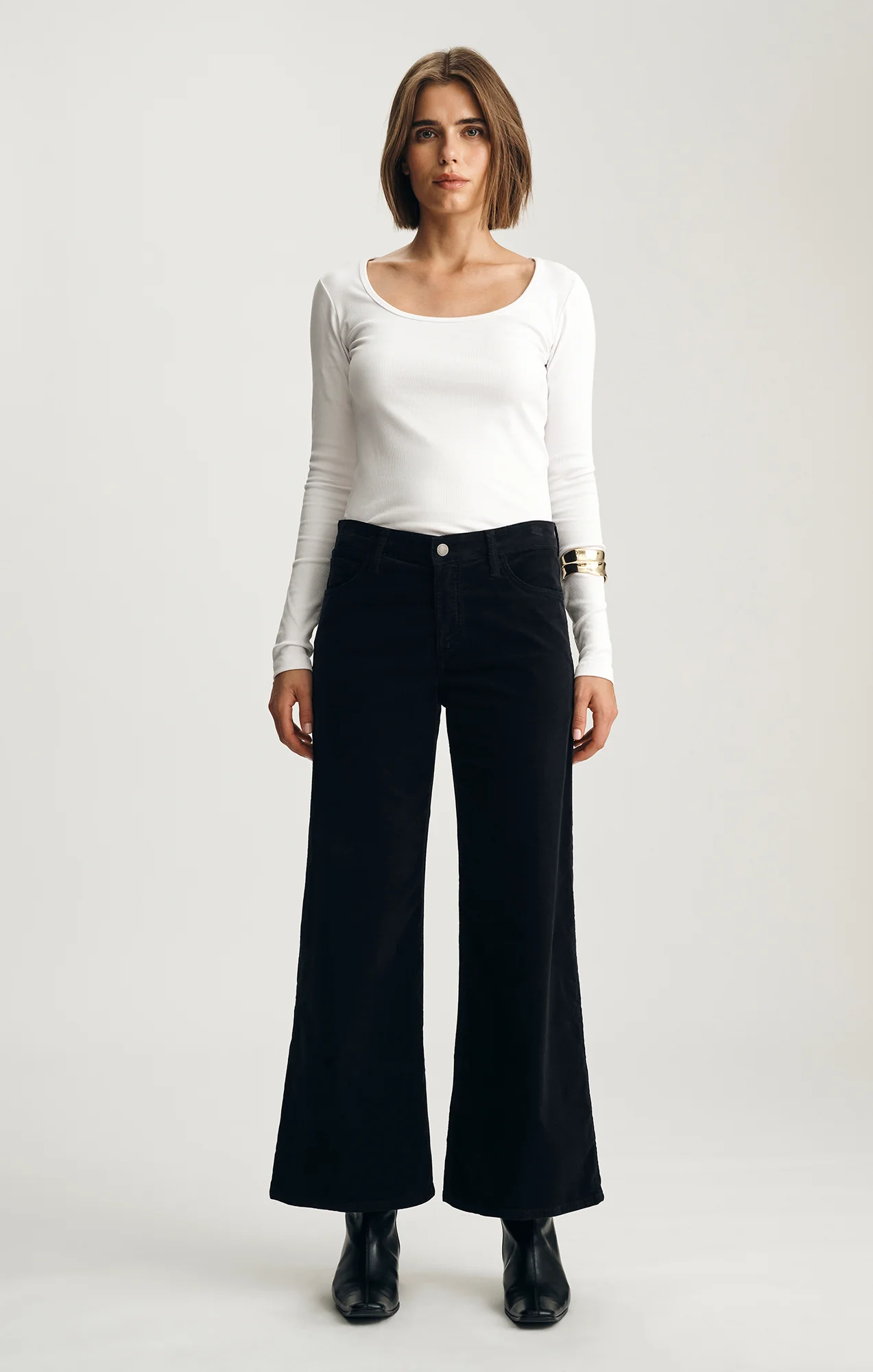PALOMA WIDE LEG IN BLACK VELVET - Image 3