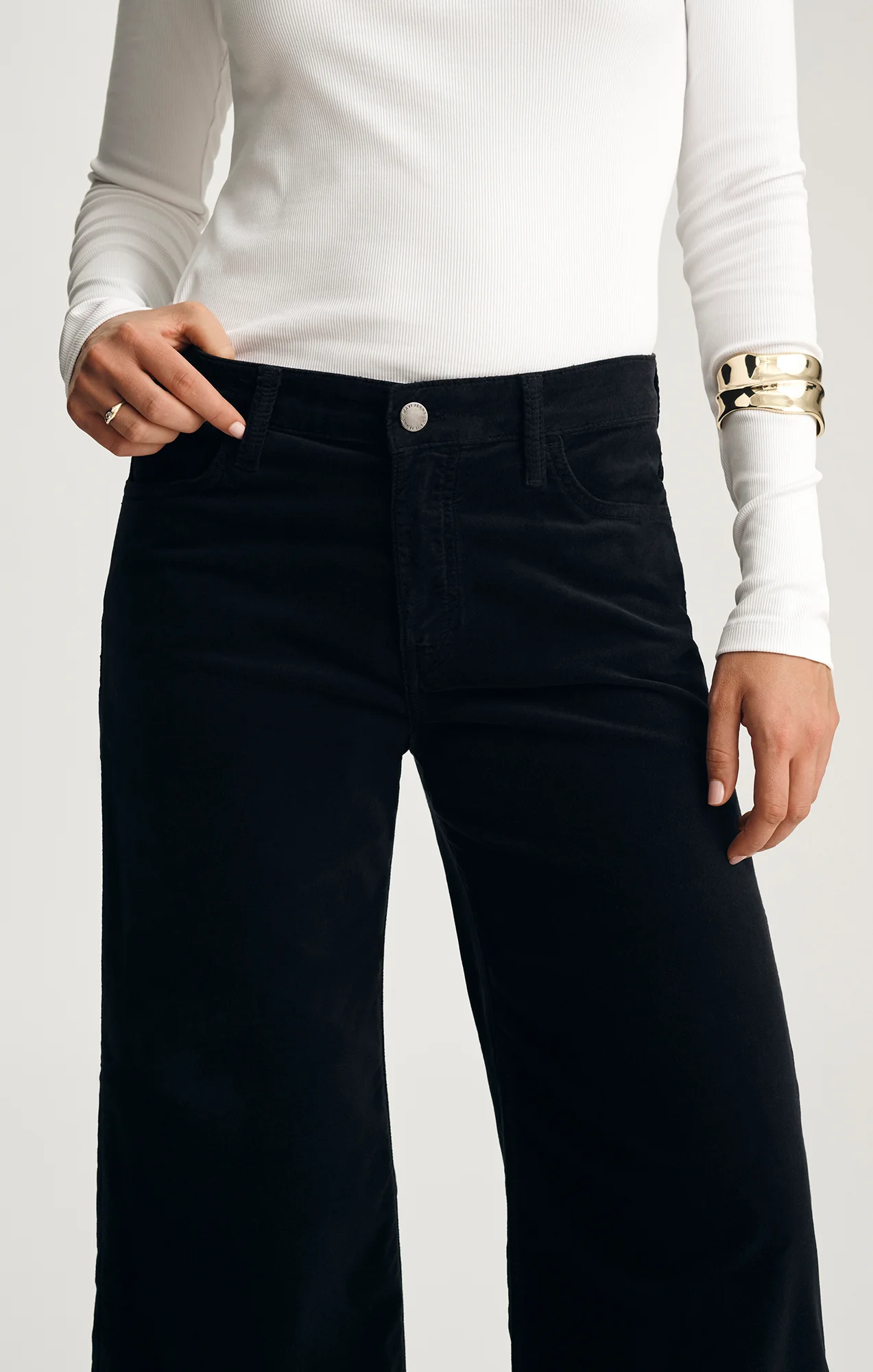 PALOMA WIDE LEG IN BLACK VELVET - Image 4