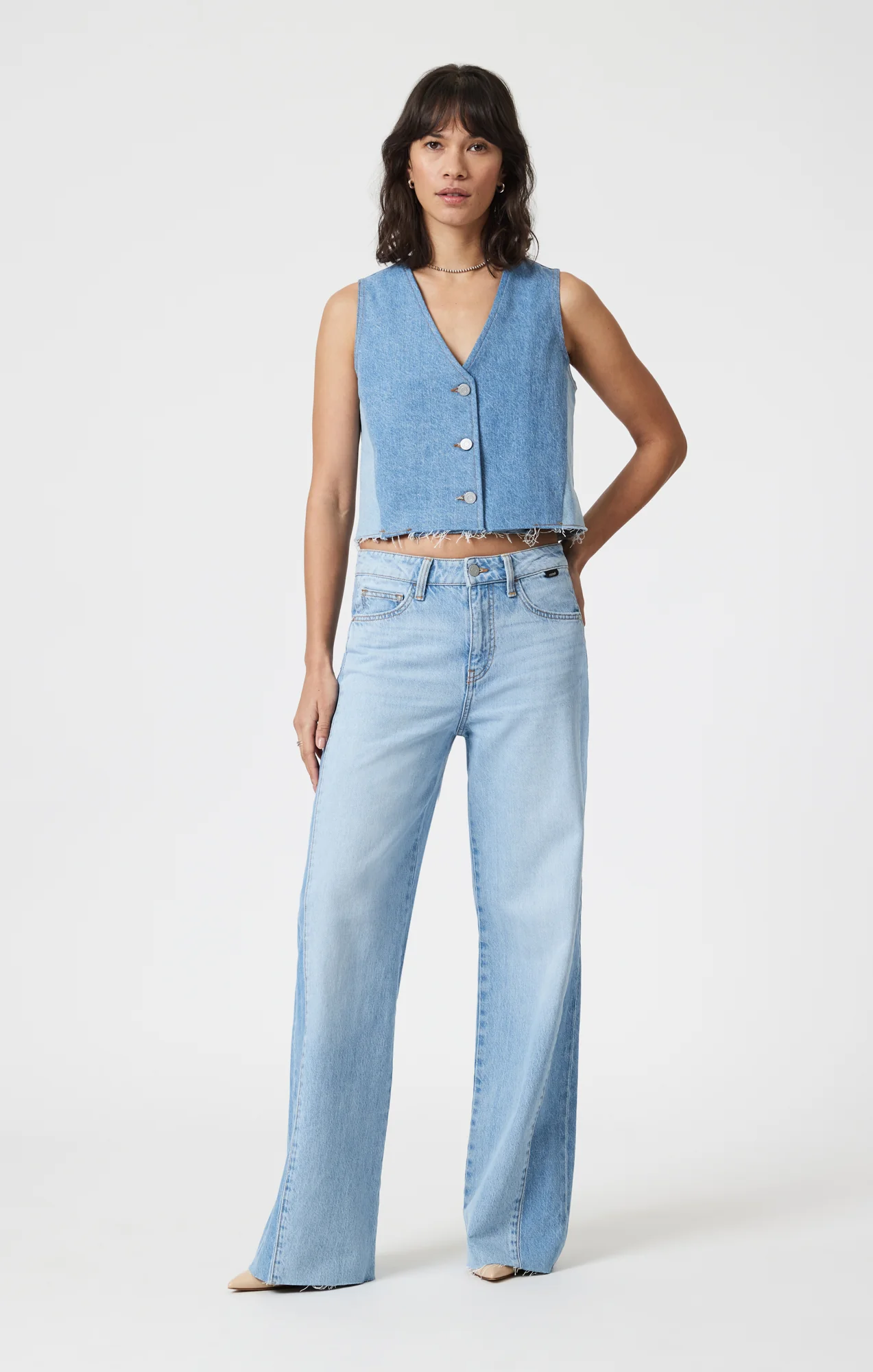 PEONY VEST IN BLOCKING DENIM - Image 3