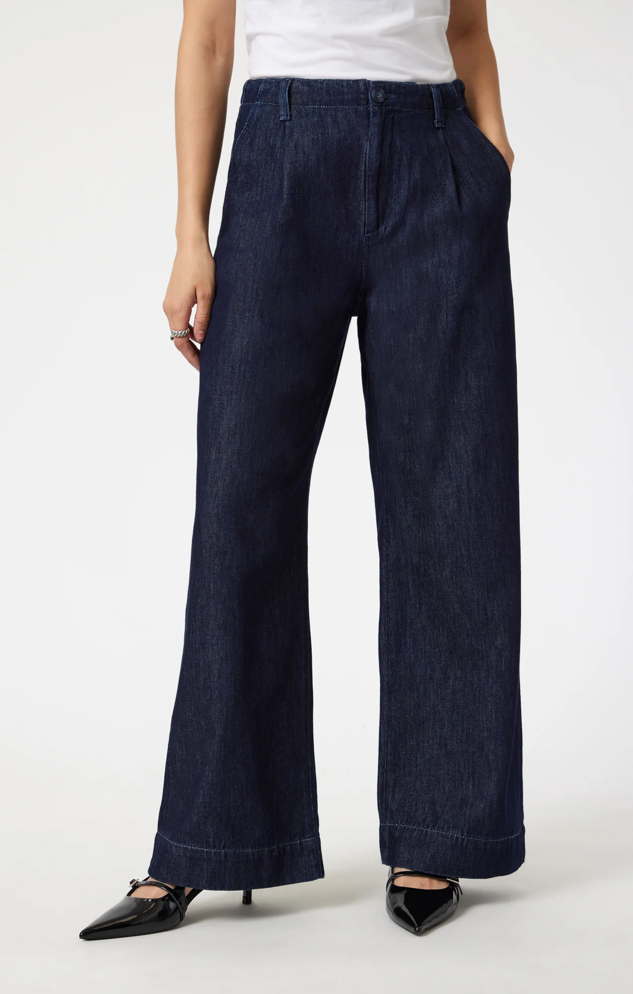 PERA PLEATED WIDE LEG IN RINSE DENIM - Image 3