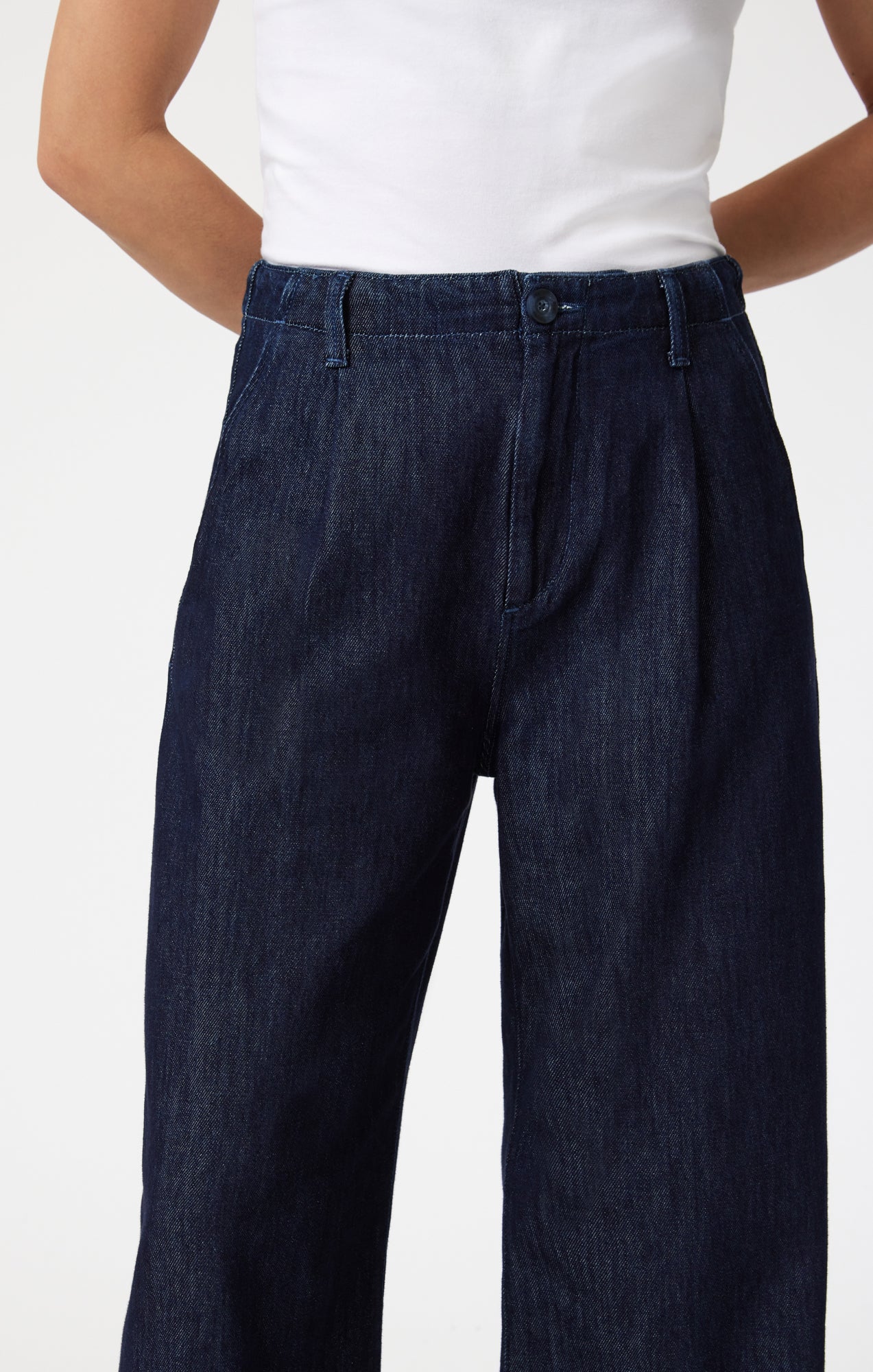 PERA PLEATED WIDE LEG IN RINSE DENIM - Image 7
