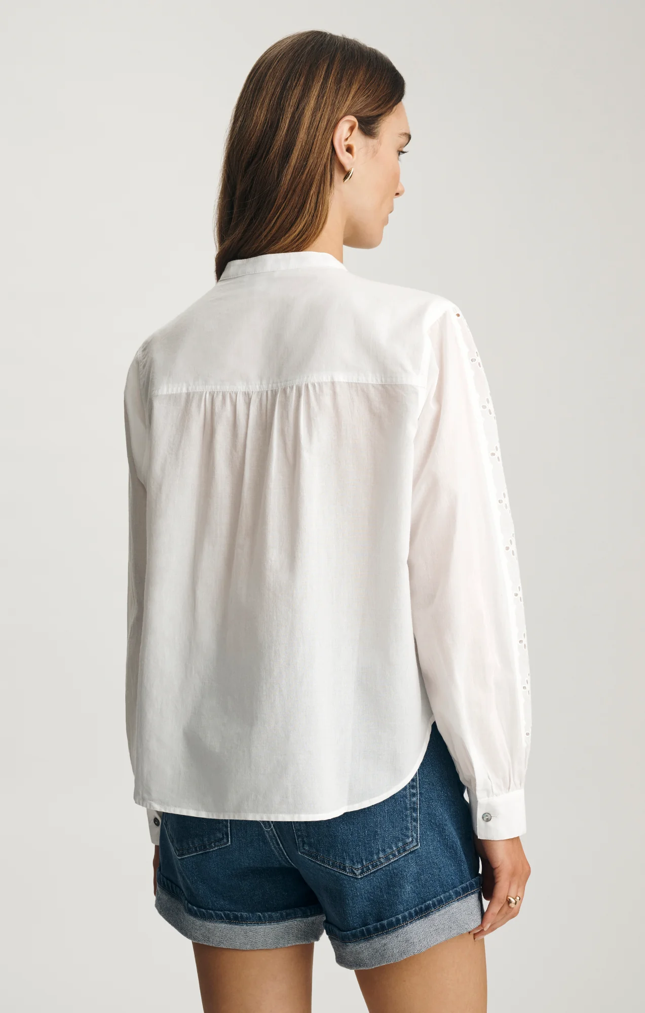 PINTUCK EYELET SHIRT IN WHITE - Image 2