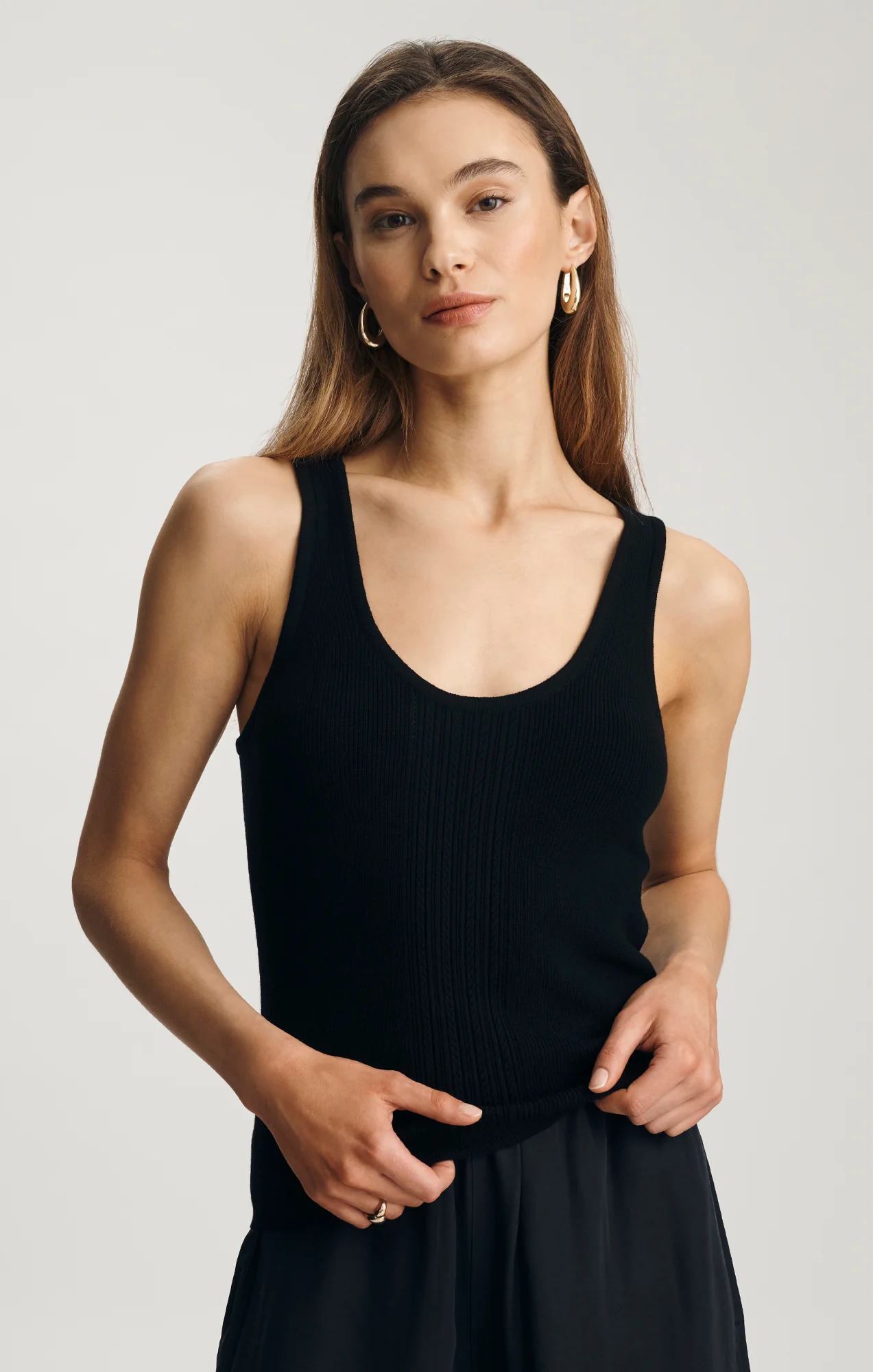 POINTELLE TANK TOP SWEATER IN BLACK