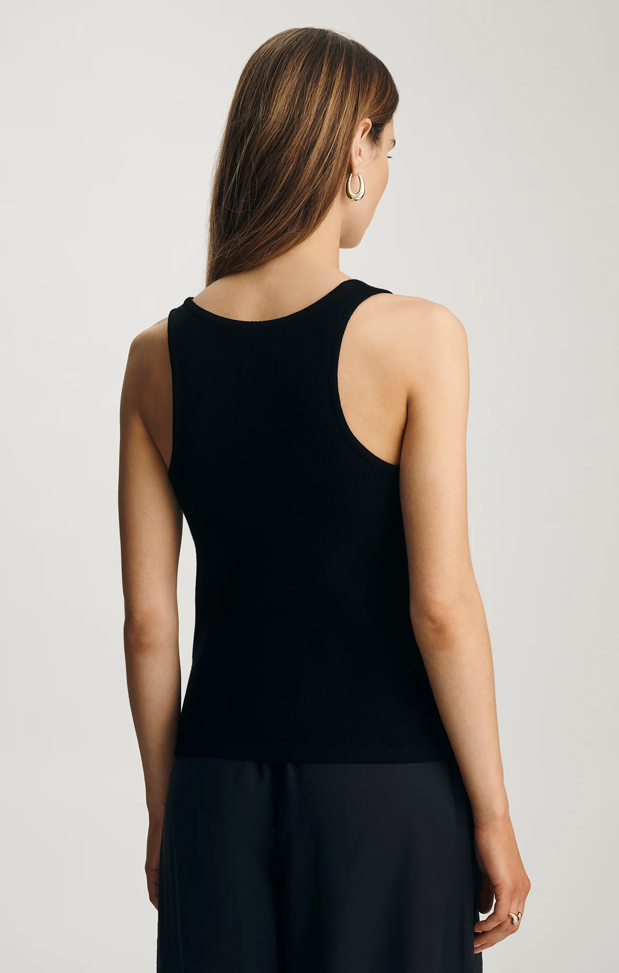 POINTELLE TANK TOP SWEATER IN BLACK - Image 2