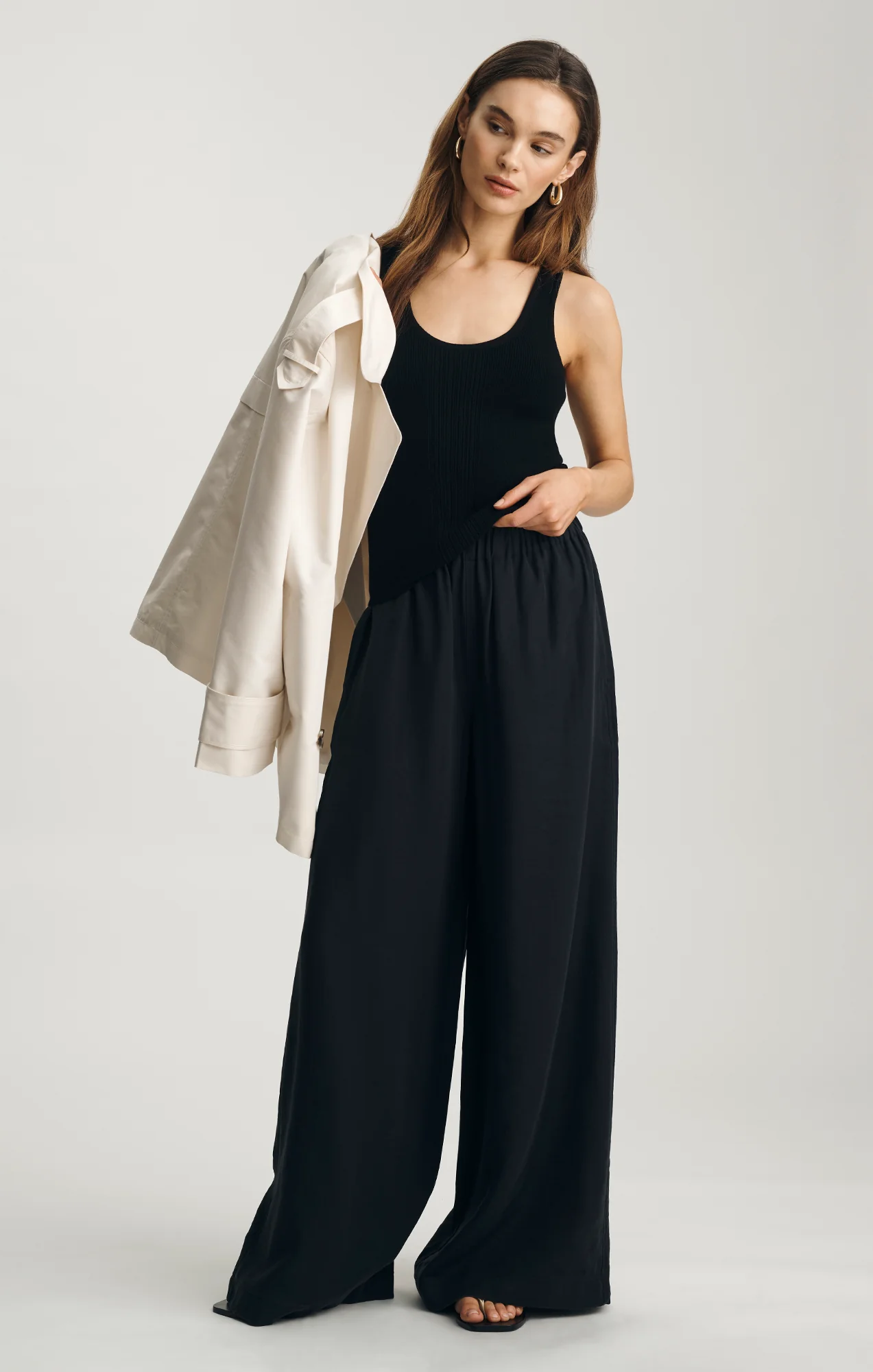 POINTELLE TANK TOP SWEATER IN BLACK - Image 4