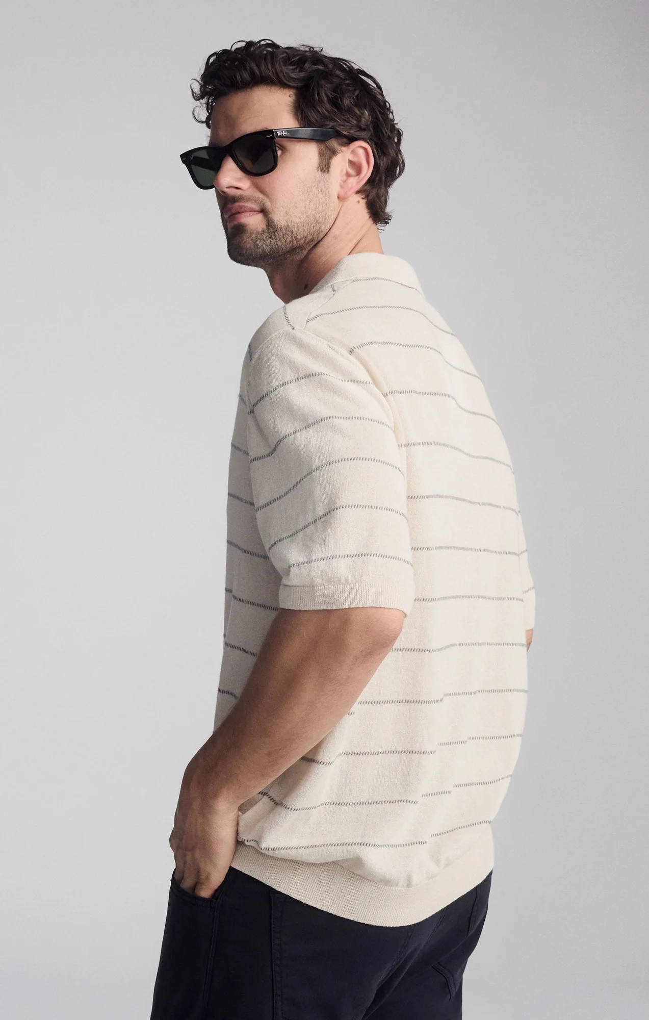 POLO SHORT SLEEVE SWEATER IN ANTIQUE WHITE - Image 5