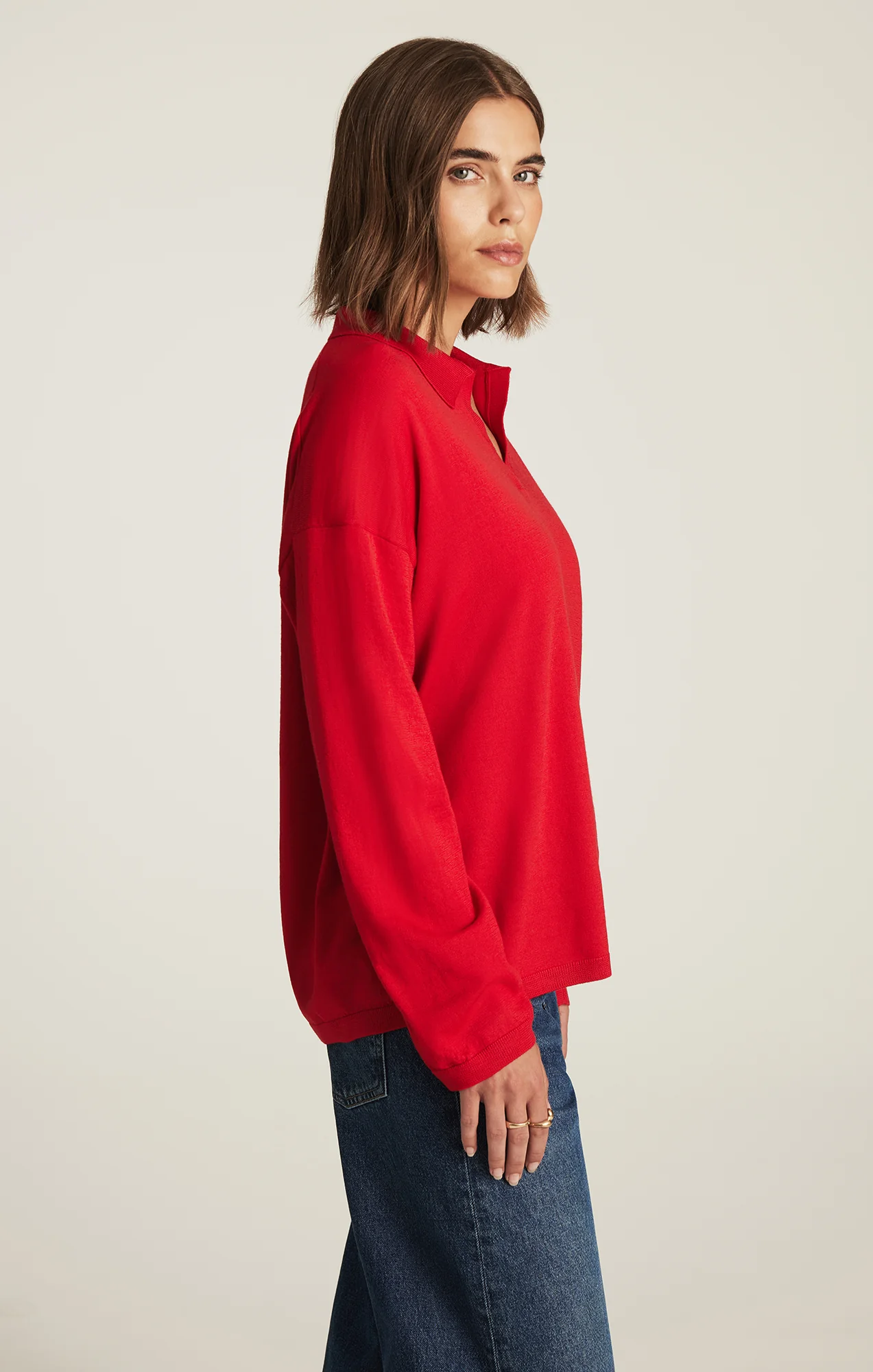 EDITION MERINO WOOL PULLOVER SWEATER IN RIO RED - Image 3