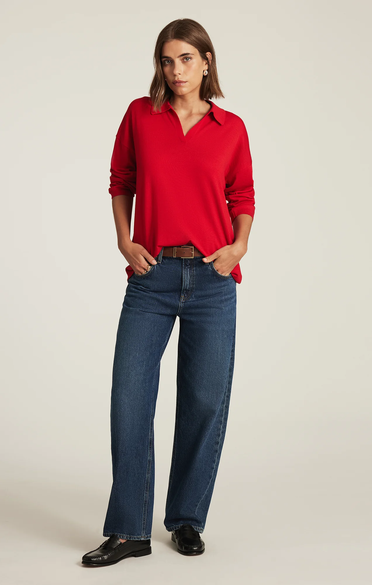 EDITION MERINO WOOL PULLOVER SWEATER IN RIO RED - Image 5