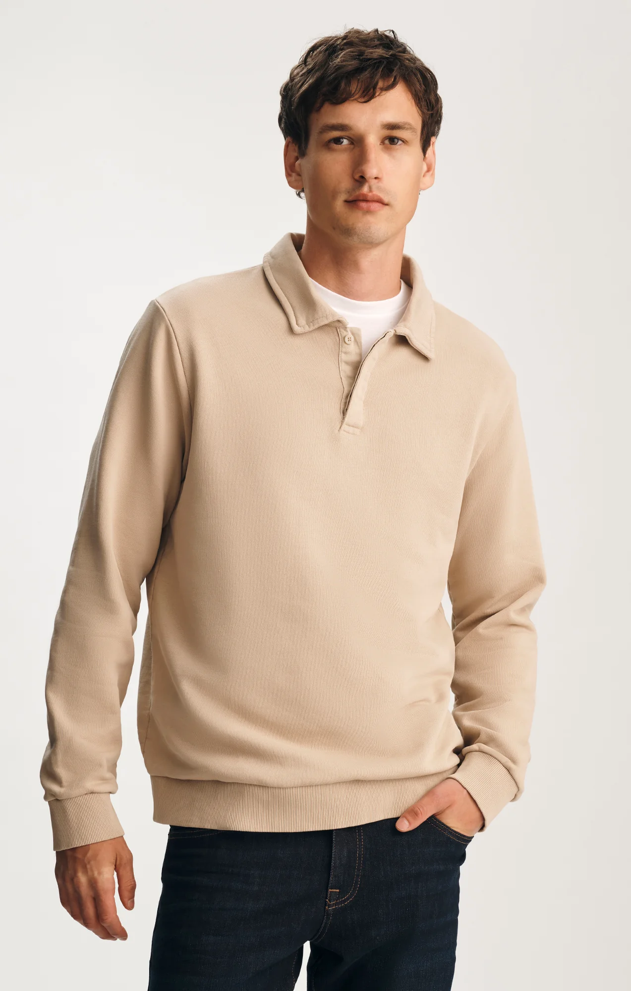 POLO SWEATSHIRT IN FEATHER GREY